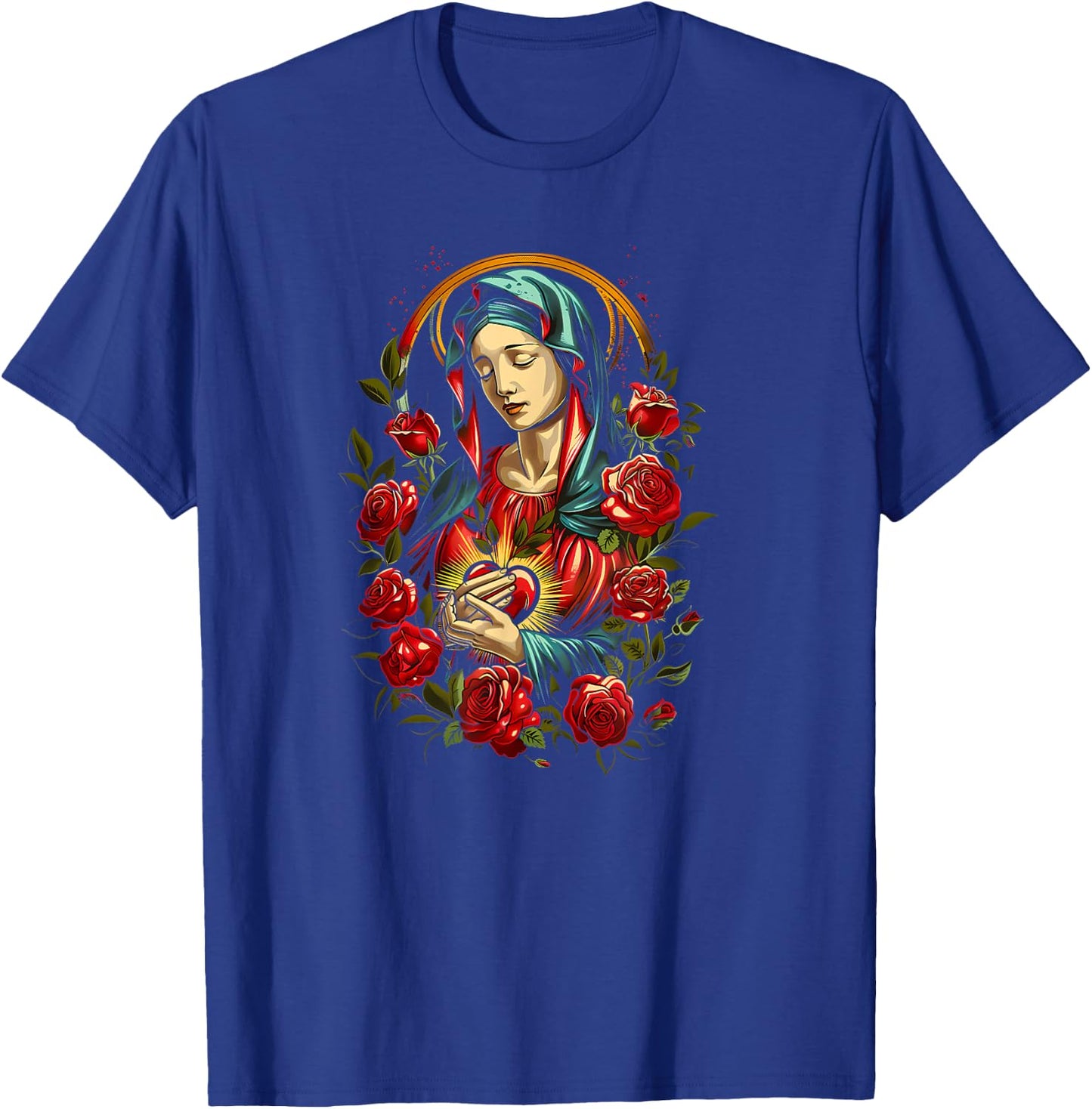 Mary Mother of God Heart of Virgin Art Deco Style Catholic T-Shirt - T-Shirt | Royal