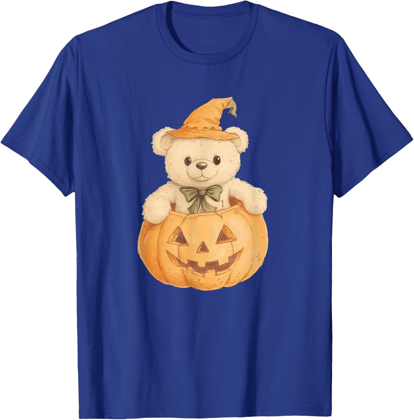 Cute Teddy Bear Pumpkin, Halloween Witch, Adorable Fall T-Shirt - T-Shirt | Royal