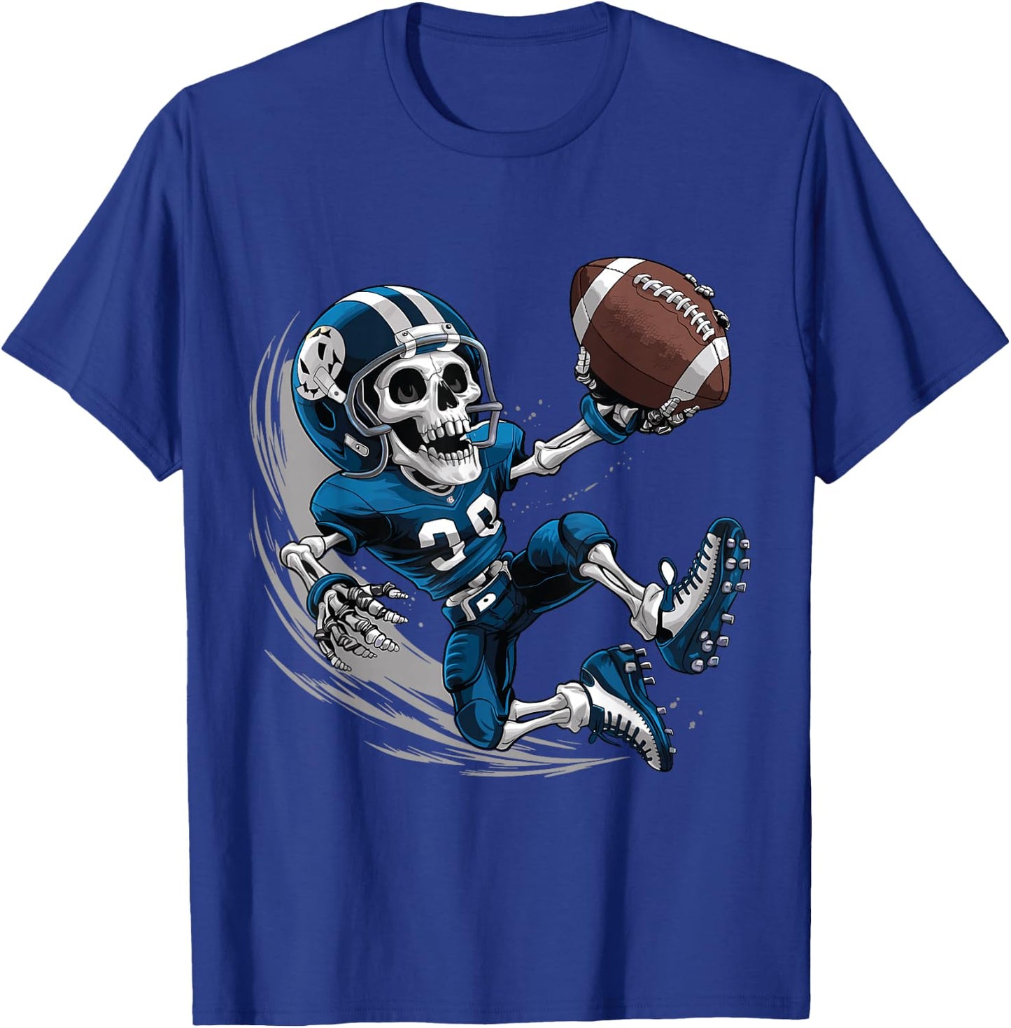 American Football Skeleton Halloween Men Boys Football Fan T-Shirt - T-Shirt | Royal