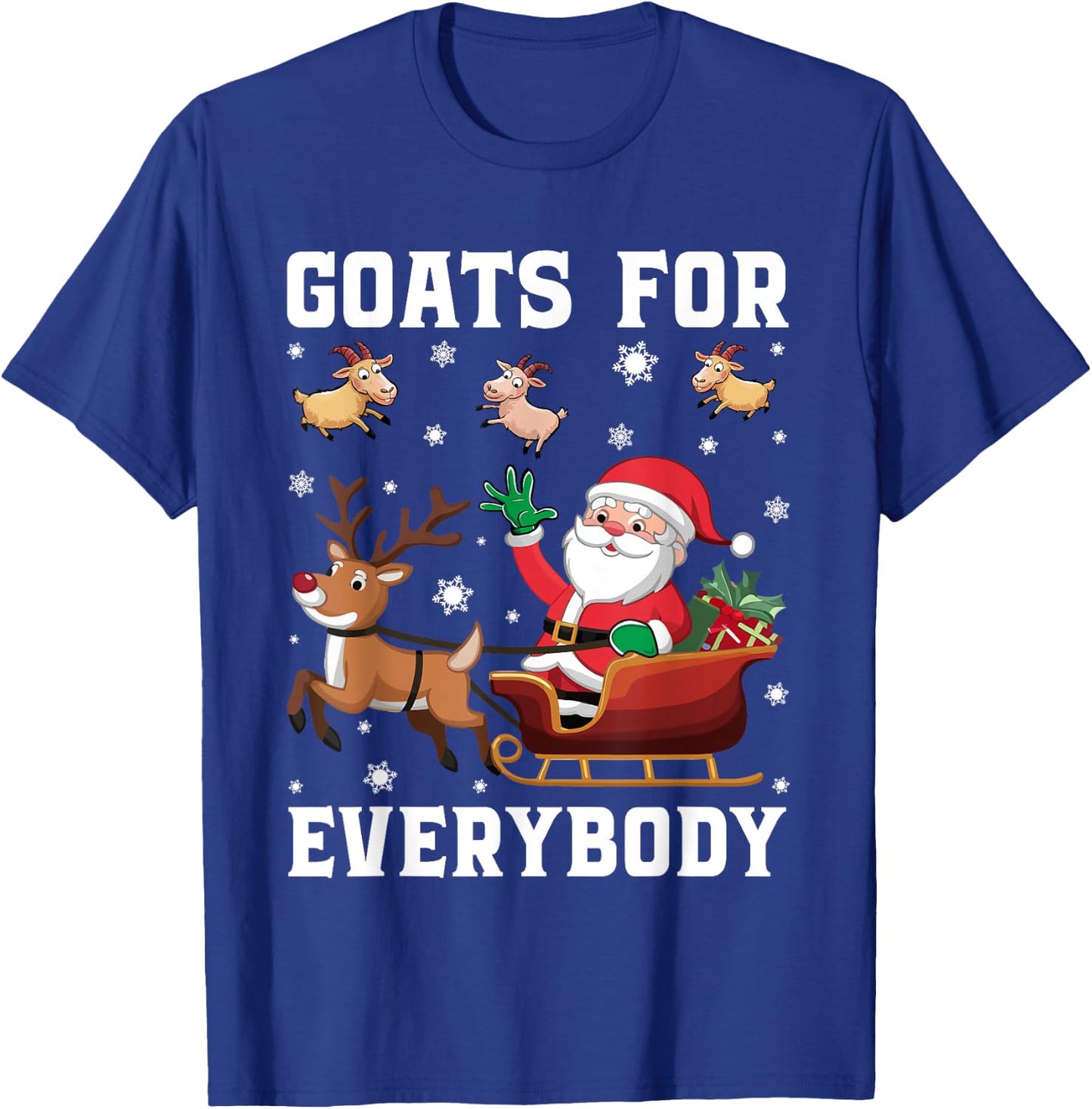 Goats For Everybody Santa Sleigh Funny Christmas Goat Lover T-Shirt - T-Shirt | Royal