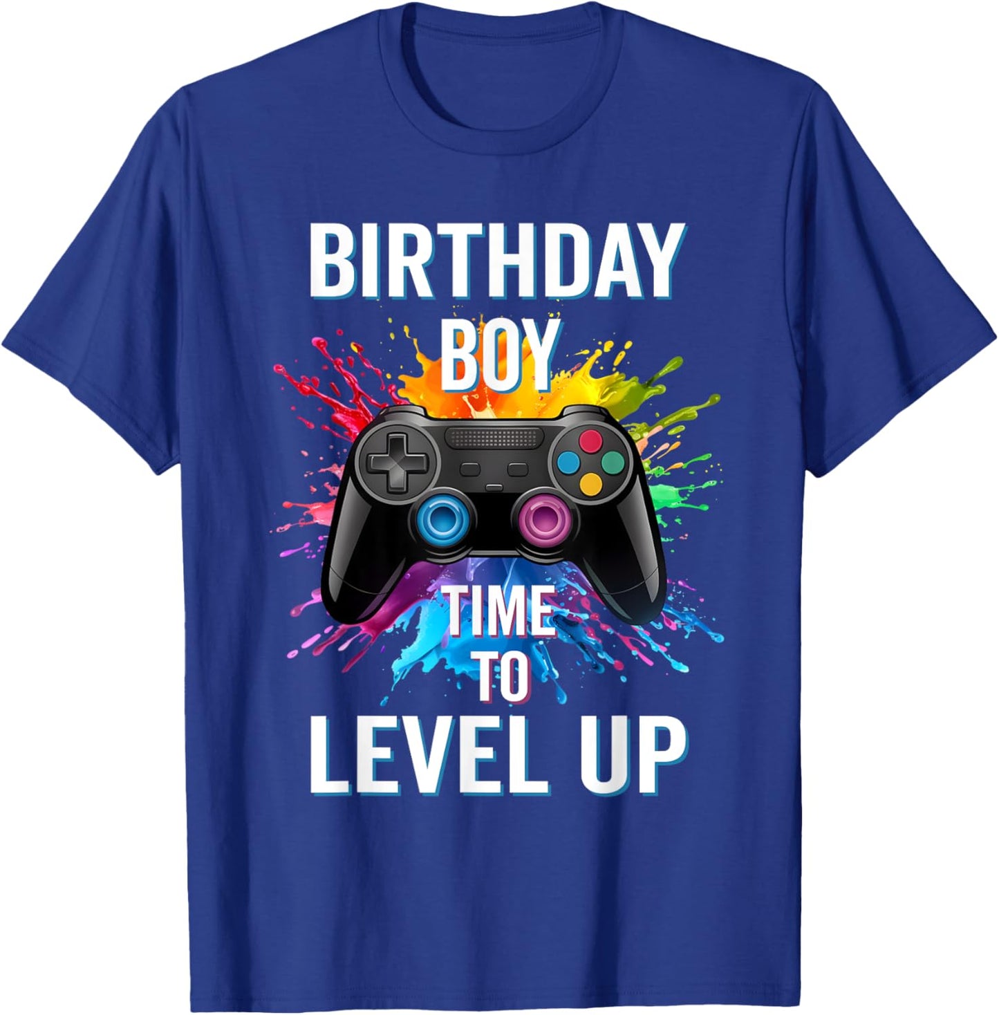 Birthday Boy Time To Level Up Gaming Controller Gamer T-Shirt - T-Shirt | Royal