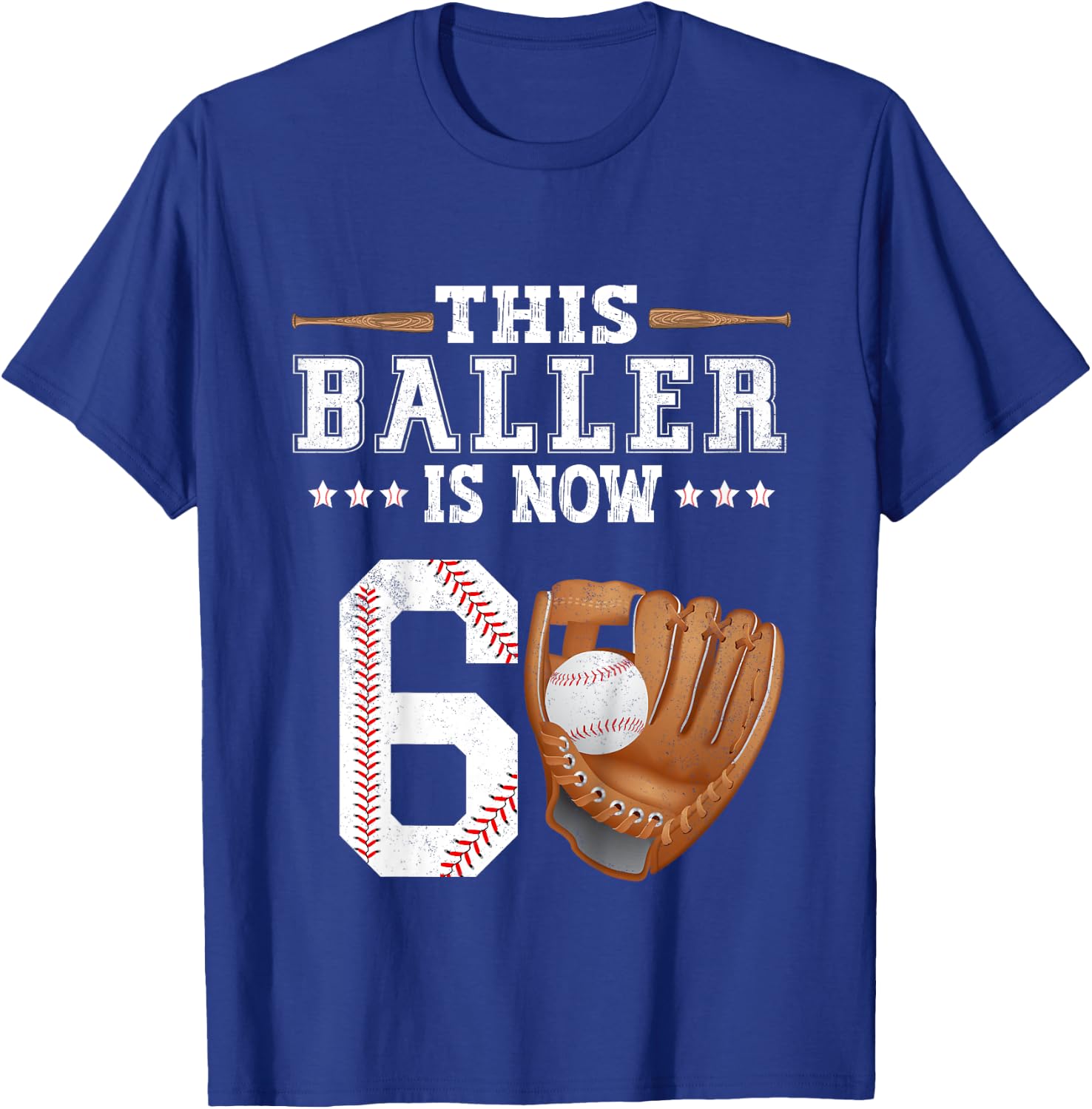 Kids Boys Baseball Birthday Age 6 sports Themed 6th Birthday T-Shirt - T-Shirt | Royal
