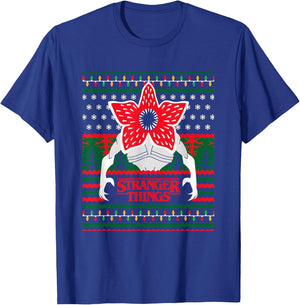 Stranger Things Christmas Epic Demogorgon Ugly Sweater Logo T-Shirt - T-Shirt | Royal