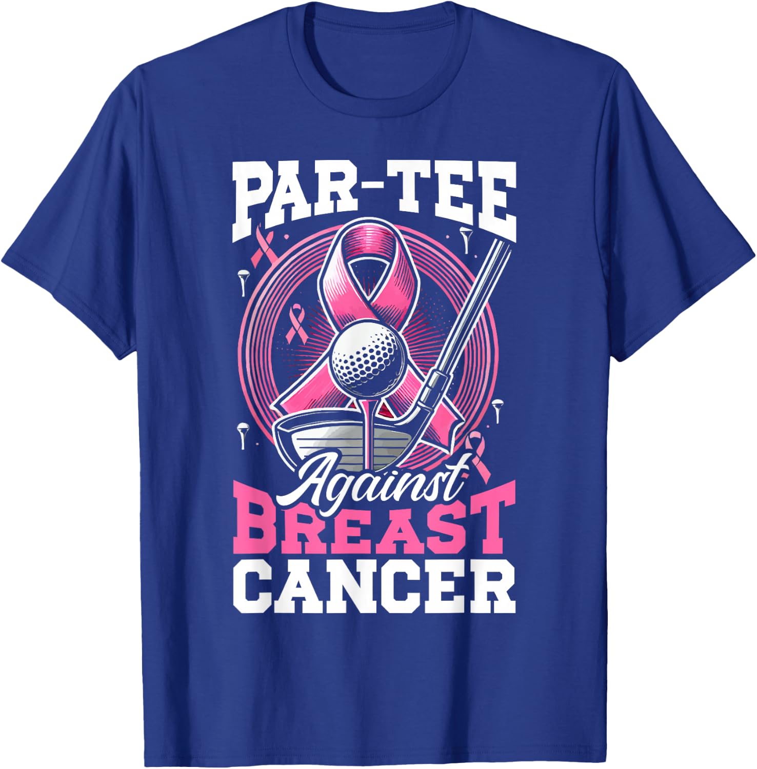 Golf Breast Cancer Awareness Month Golfer Pink Ribbon T-Shirt - T-Shirt | Royal