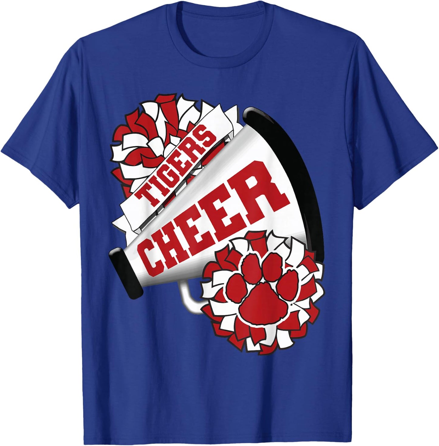 Tigers Cheerleading Back To School Cheer Team Spirit Red T-Shirt - T-Shirt | Royal