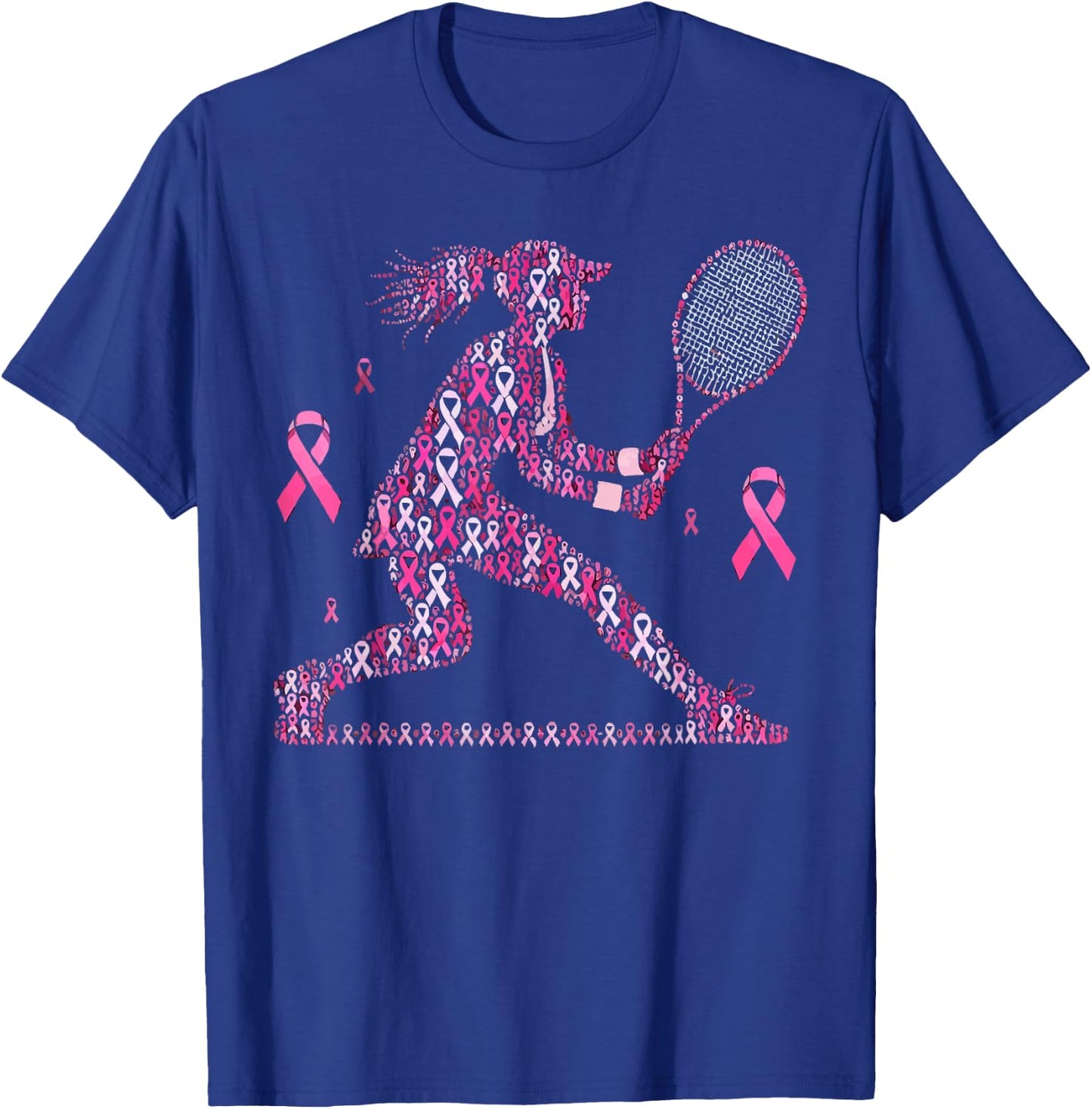 Tennis Breast Cancer Awareness Month Pink Ribbon T-Shirt - T-Shirt | Royal