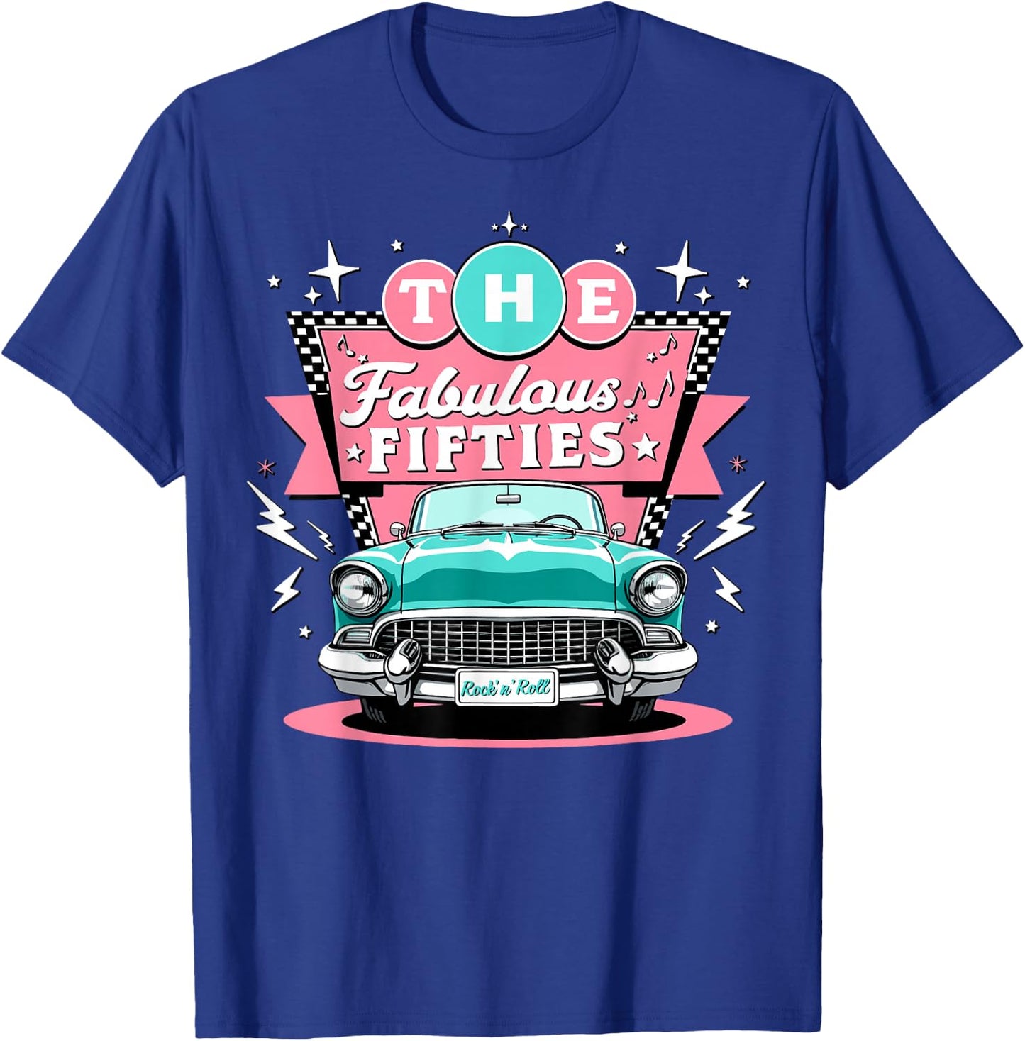 The Fifties 1950s Car Music Sock Hop Rockabilly T-Shirt - T-Shirt | Royal