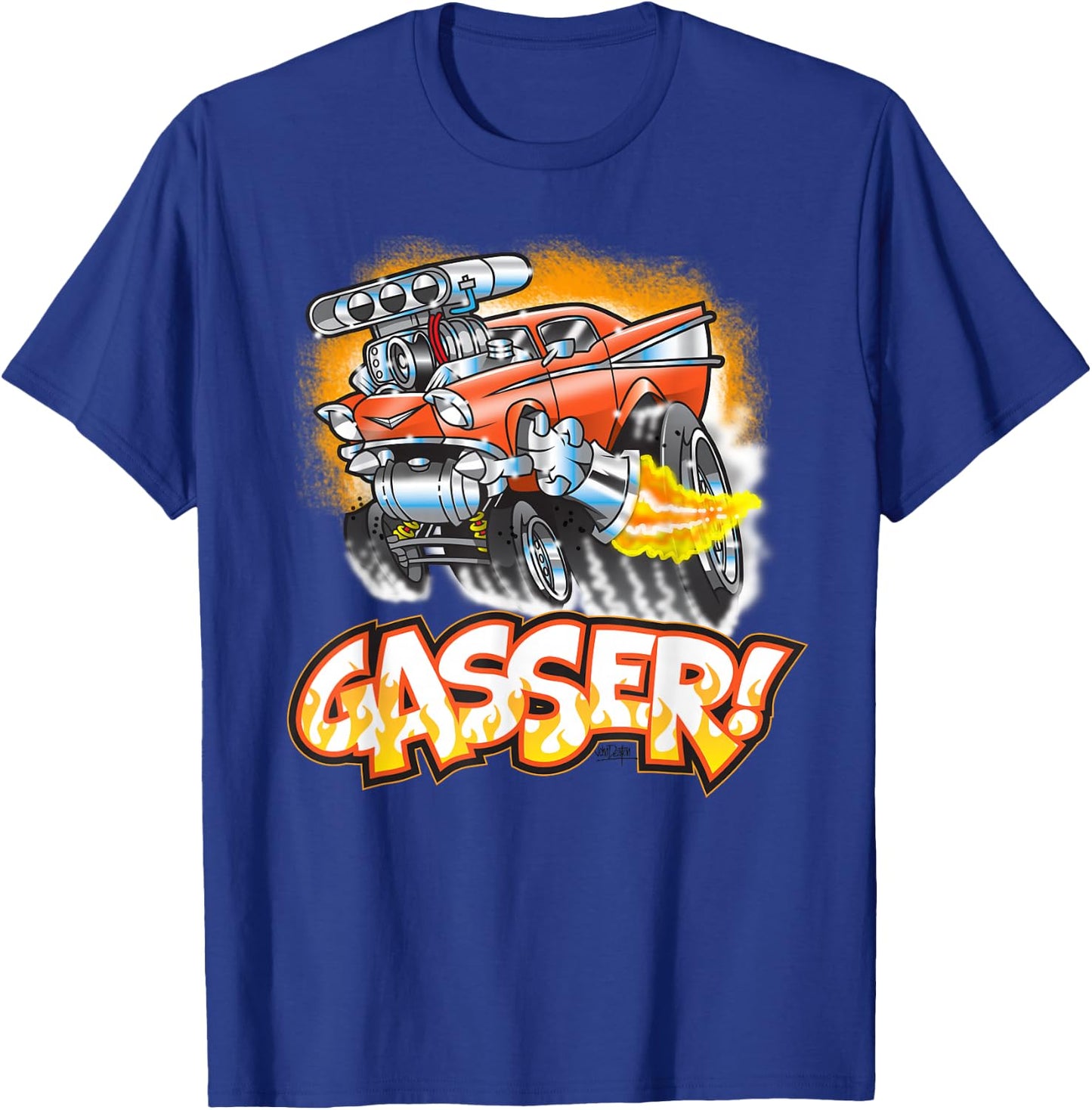 Hot Rod Gasser 57 Drag Racing Street Blown Car T-Shirt - T-Shirt | Royal