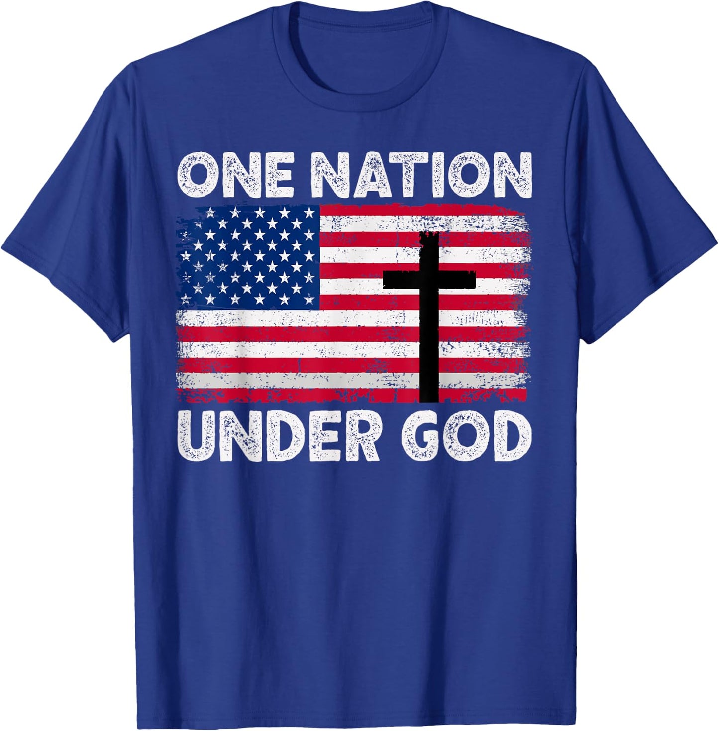 ONE NATION UNDER GOD Flag 4th Of July Patriotic Christian T-Shirt - T-Shirt | Royal