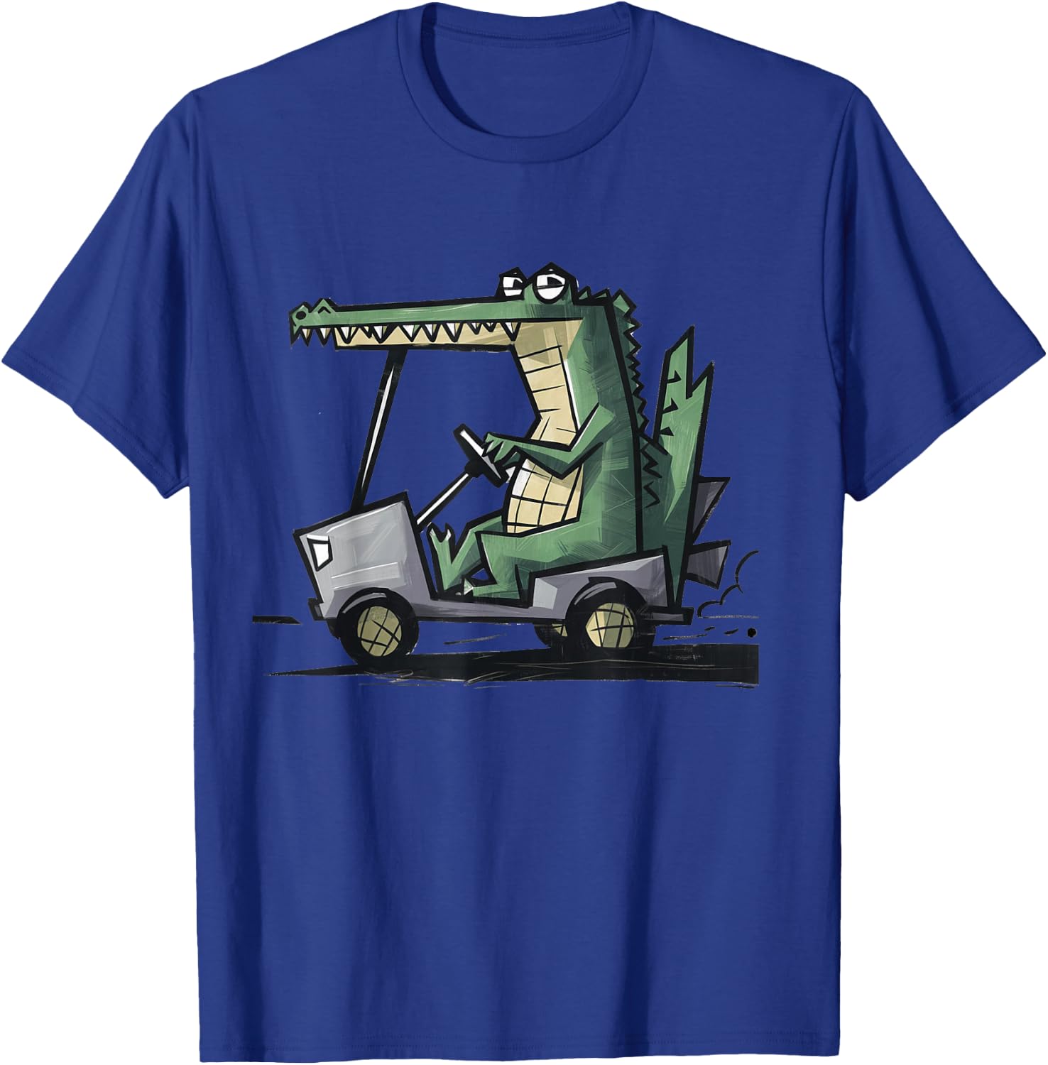 Smileteessports Funny Alligator Driving Golf Cart Golfing T-Shirt - T-Shirt | Royal