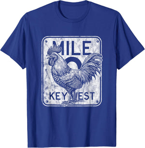 Key West Florida Chicken Retro Mile 0 Rooster Distressed T-Shirt - T-Shirt | Royal