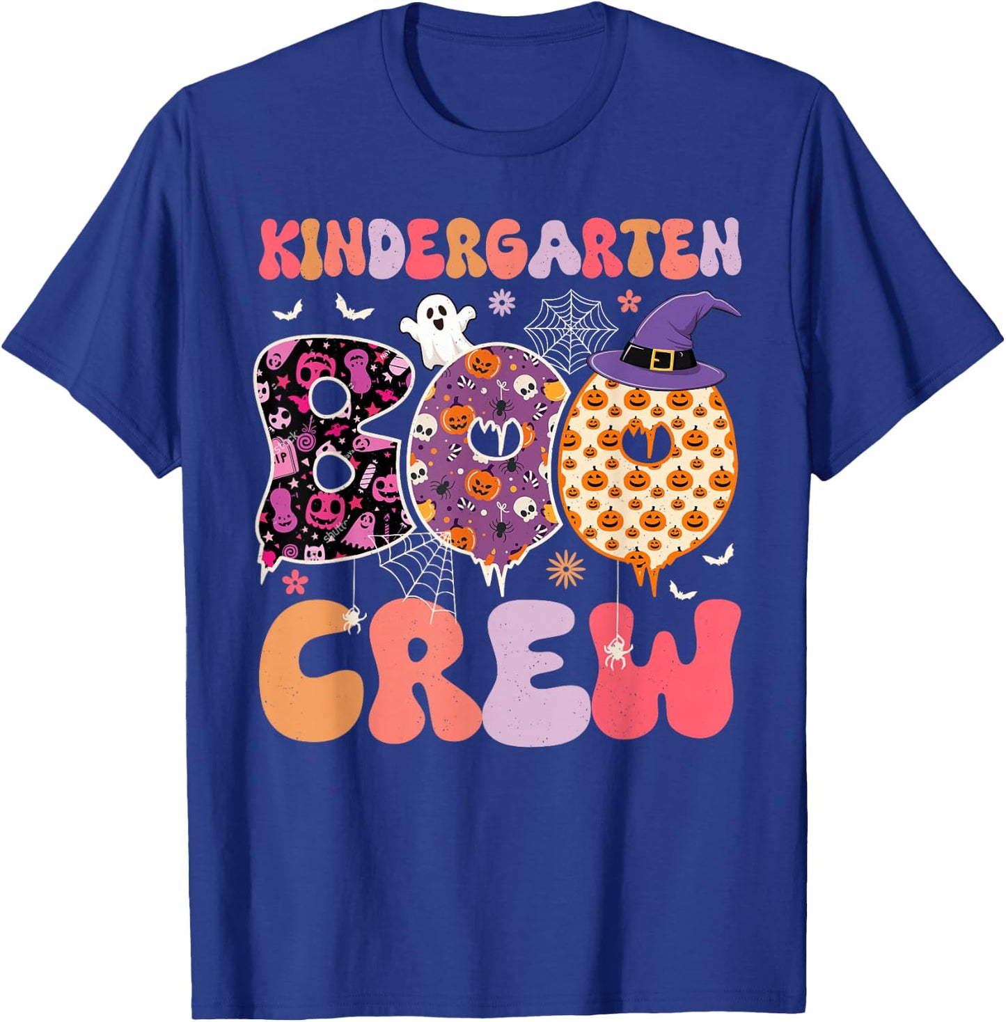 Kindergarten Boo Crew Funny Halloween Spooky Teacher Kids T-Shirt - T-Shirt | Royal