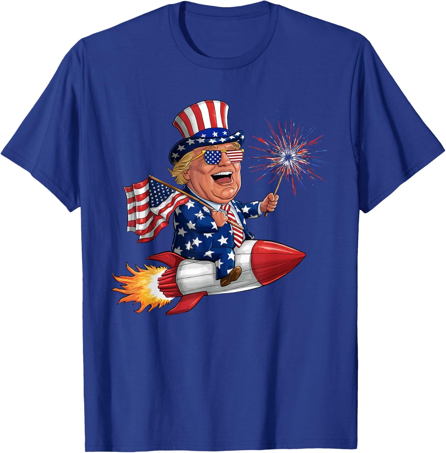Donald Trump 2024 Happy 4th Of July Trump American Flag Women Men T-Shirt - T-Shirt | Royal