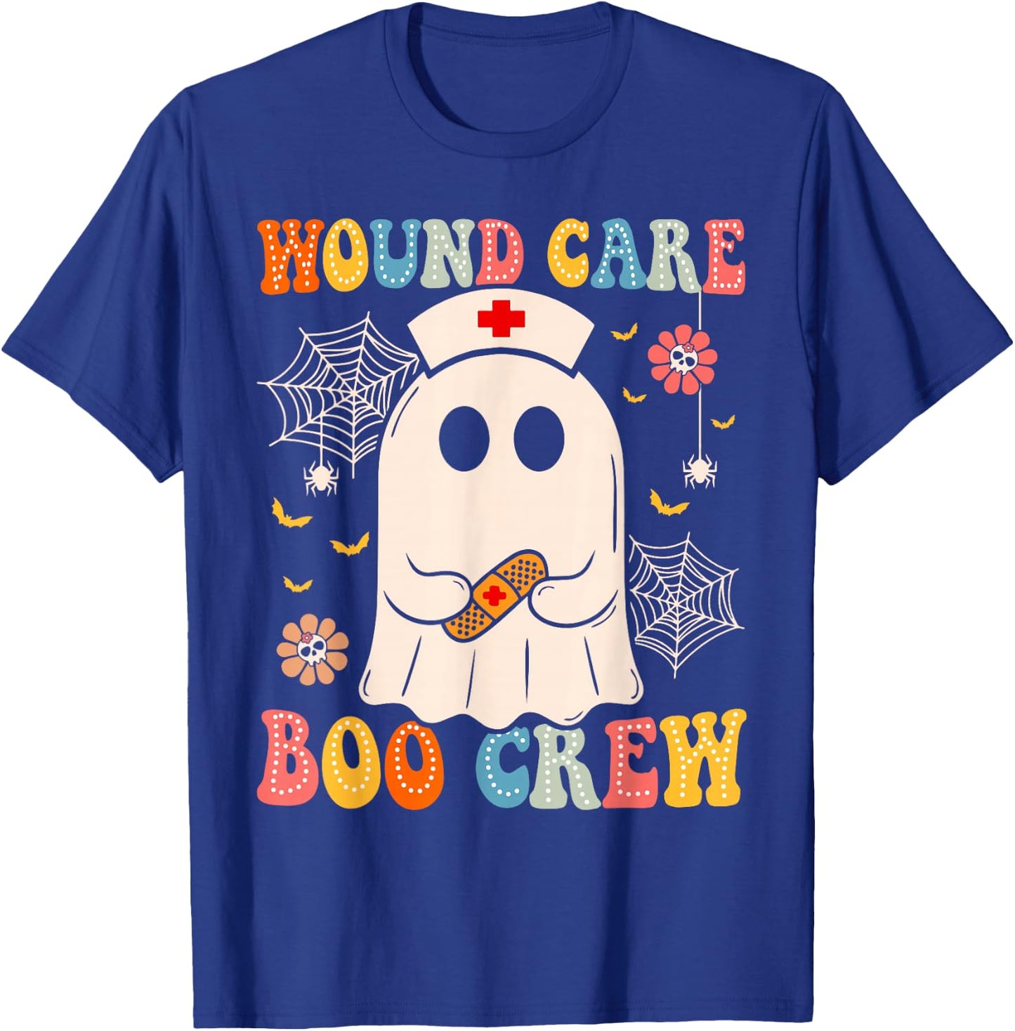 Groovy Wound Care Boo Crew Nurse Funny Ghost Halloween Nurse T-Shirt - T-Shirt | Royal