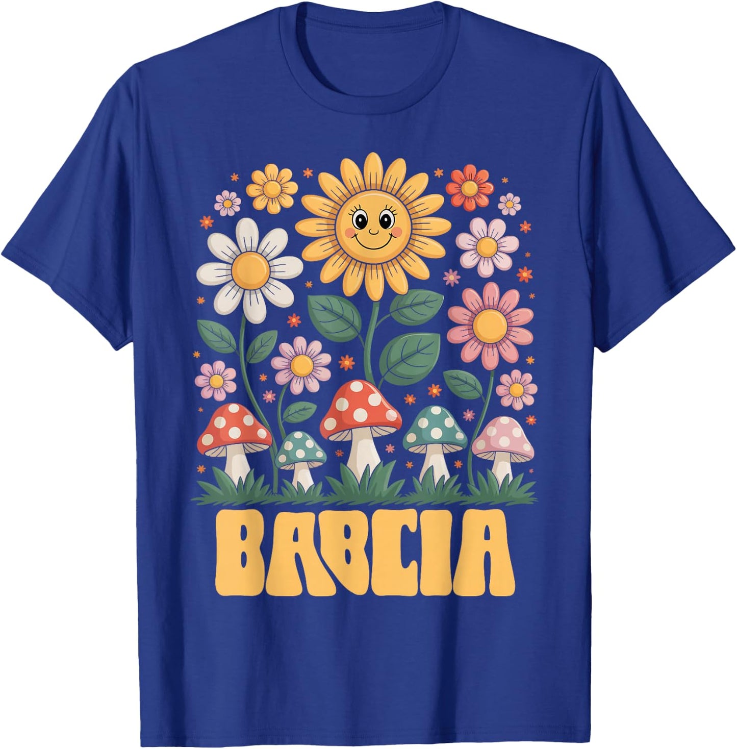 Babcia Mother’s Day Floral Sunflower Mushroom Style T-Shirt - T-Shirt | Royal
