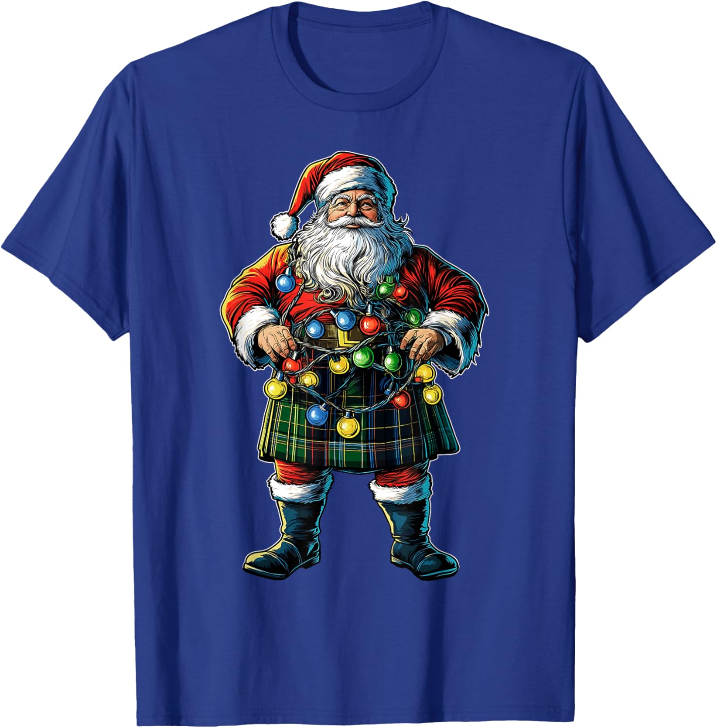 Santa Claus Scottish Kilt Scotland Christmas Hat Xmas T-Shirt - T-Shirt | Royal
