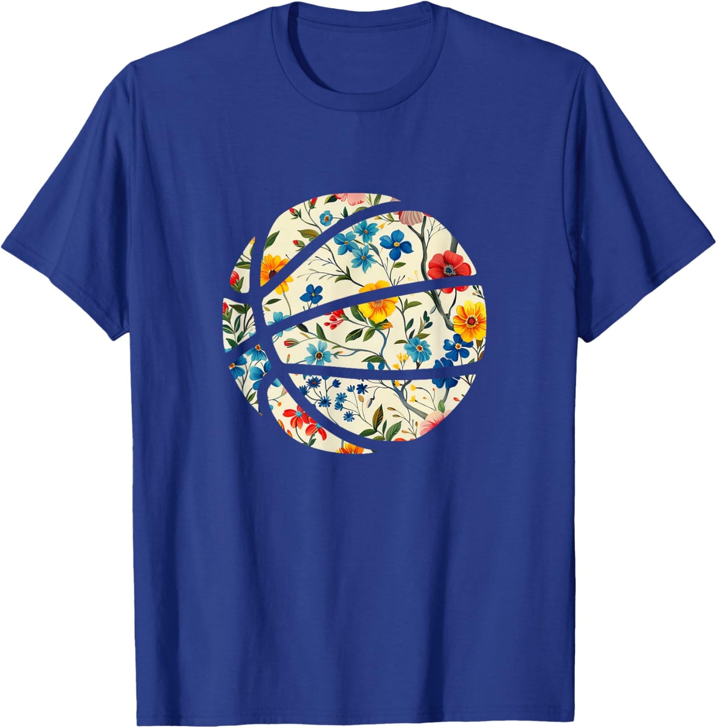 Basketball Silhouette Flowers Botanical Floral T-Shirt - T-Shirt | Royal