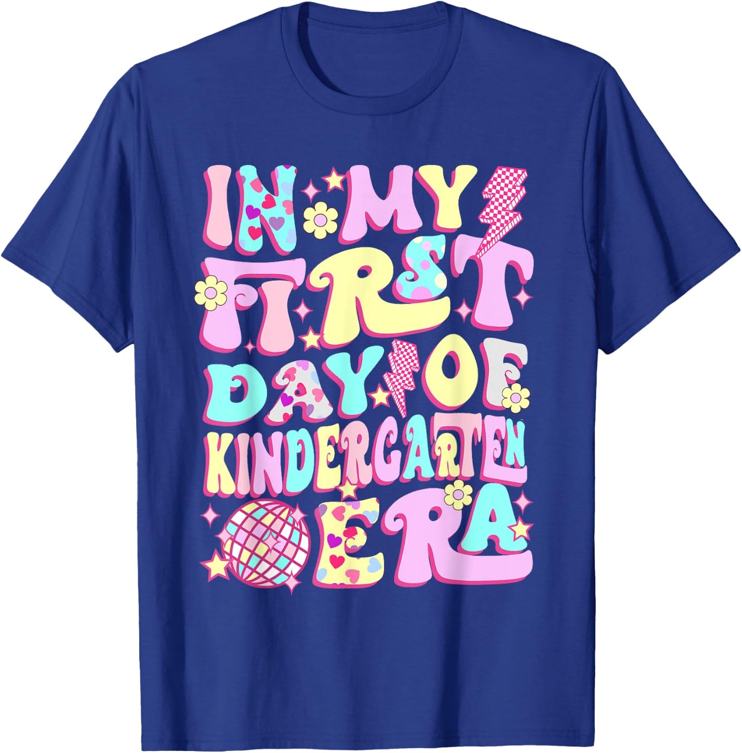 Groovy In My First Day Kindergarten Era Back To School Girls T-Shirt - T-Shirt | Royal