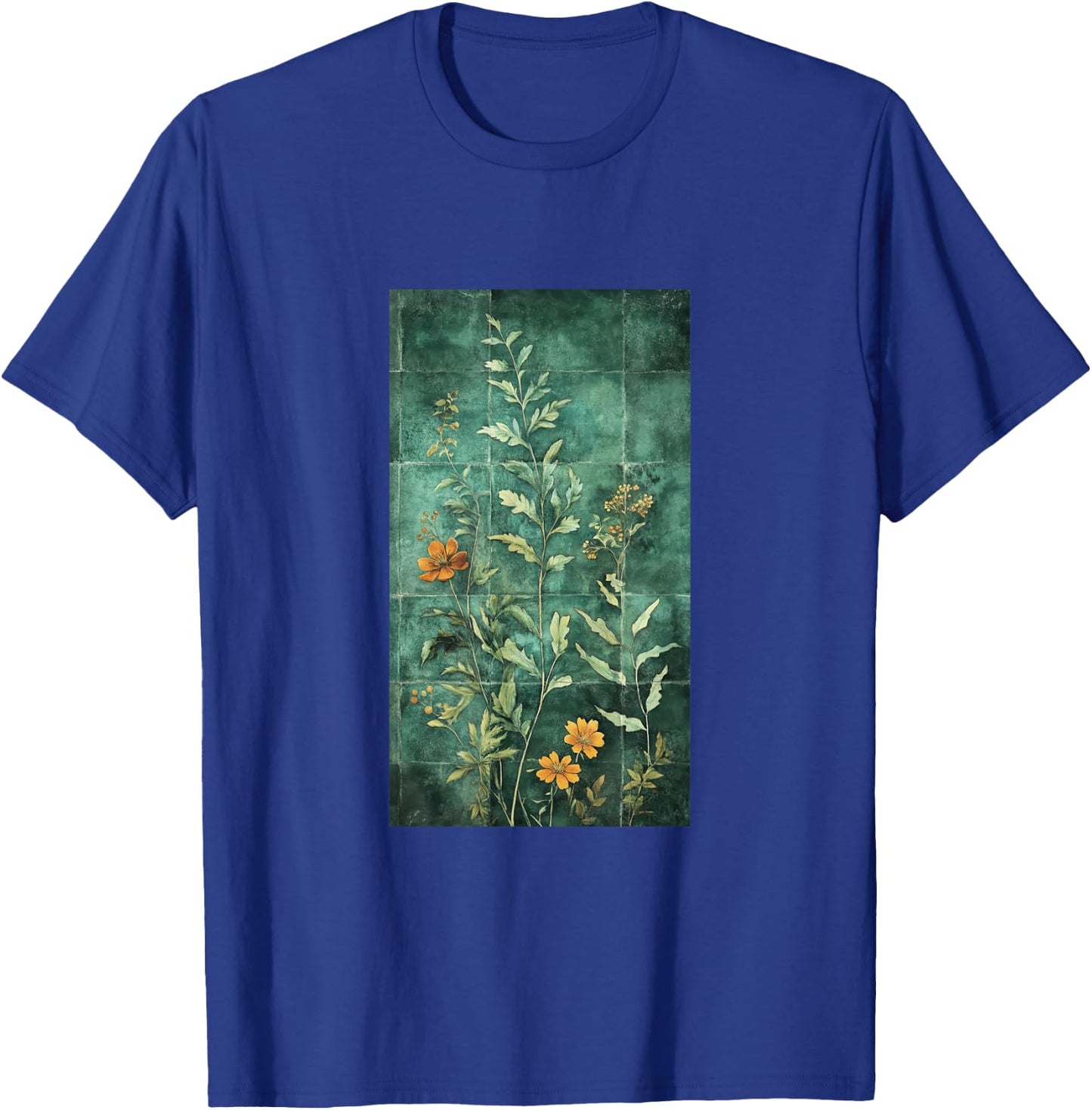 Vibrant Mosaic Tiles Floral Botanical Floral T-Shirt - T-Shirt | Royal