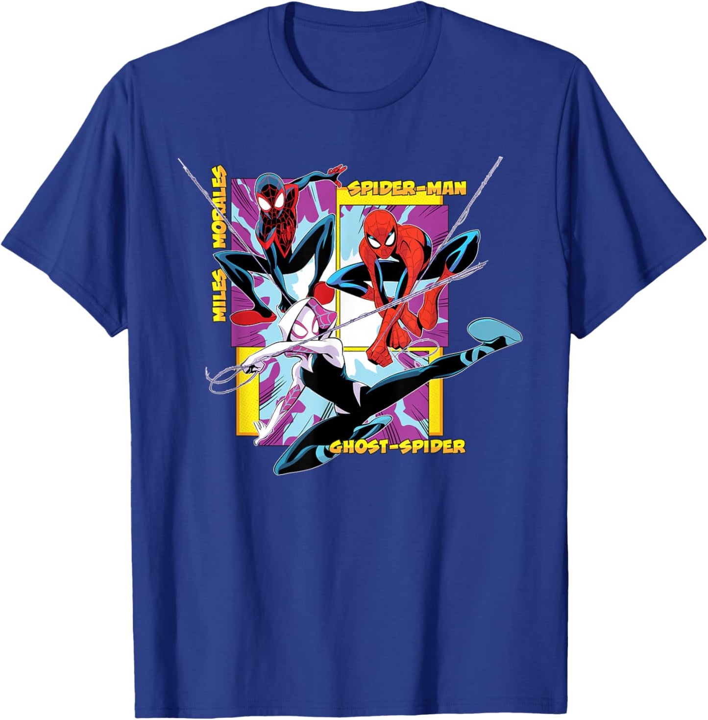 Marvel Spider-Man Miles Morales Ghost-Spider Web-Swing Trio T-Shirt - T-Shirt | Royal