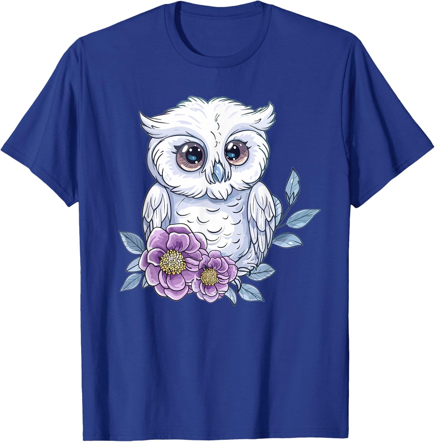 Cute Snowy Owl With Flowers I Snowy Owl T-Shirt - T-Shirt | Royal