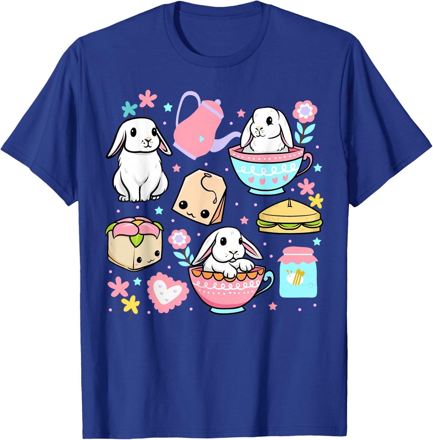 Kawaii Bunny Women Boys Girls Funny Graphic Japanese Anime T-Shirt - T-Shirt | Royal