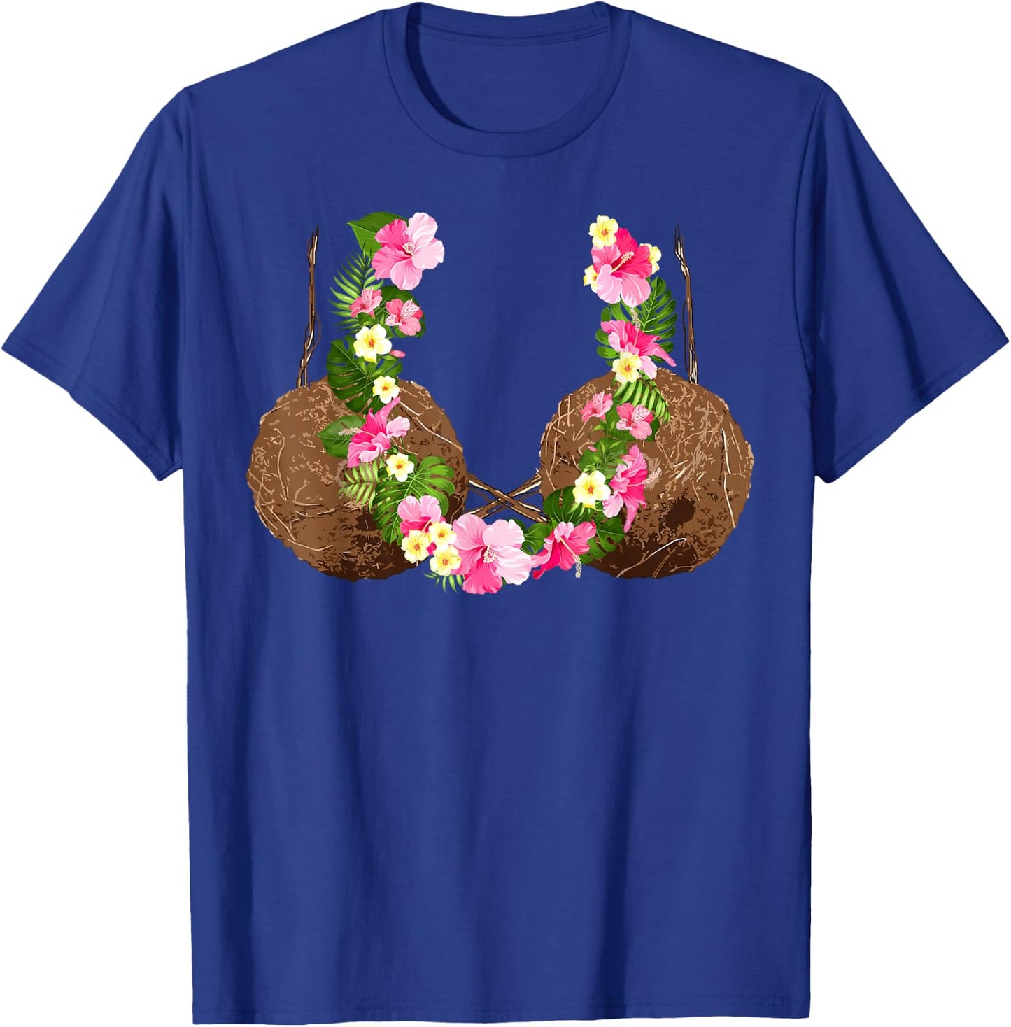 Funny Coconut Bra Hawaiian Tropical Beach Vibes Summer Girls T-Shirt - T-Shirt | Royal