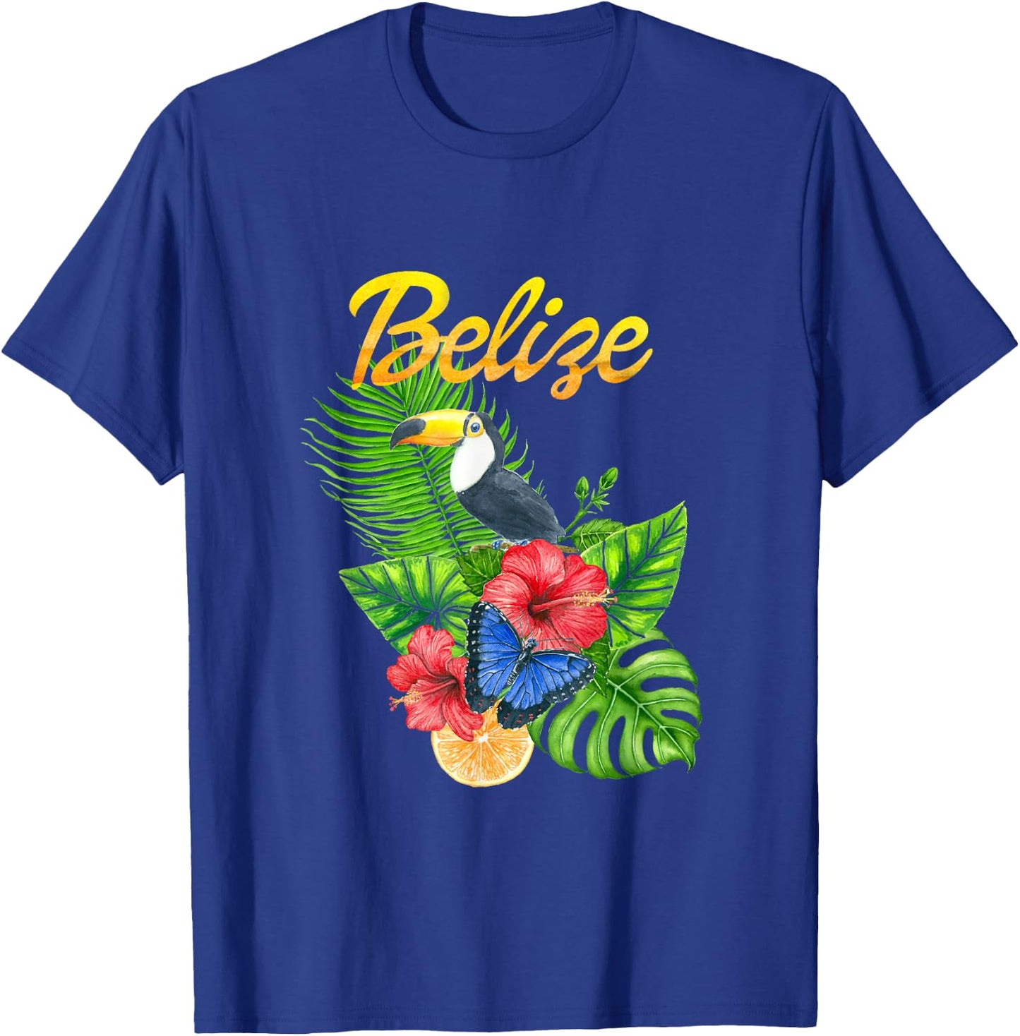Toucan Bird Tropical Flowers Belize Travel Souvenir T-Shirt - T-Shirt | Royal