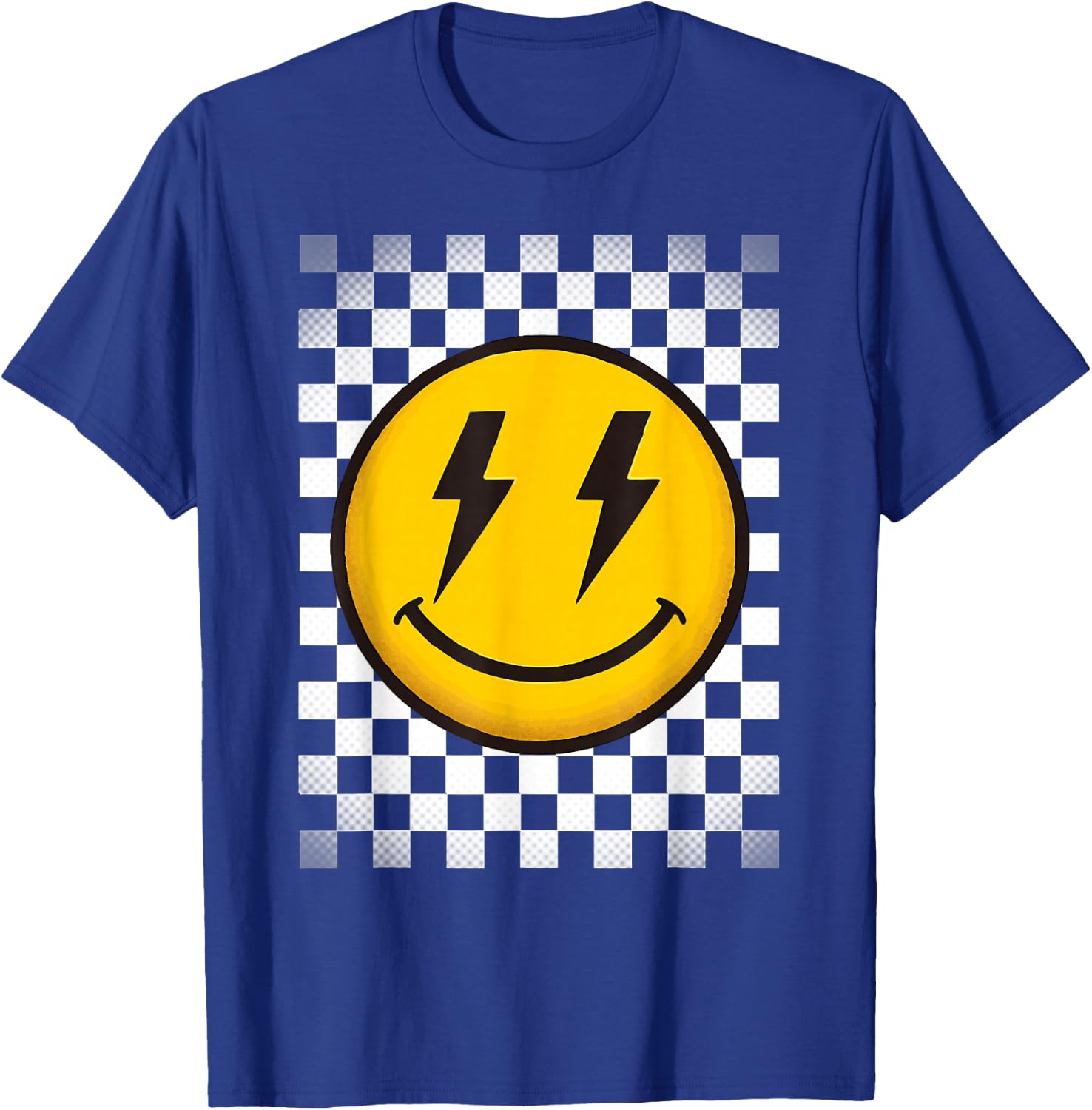 Splendifulous Happy Face Retro Checkerboard Kids T-Shirt - T-Shirt | Royal