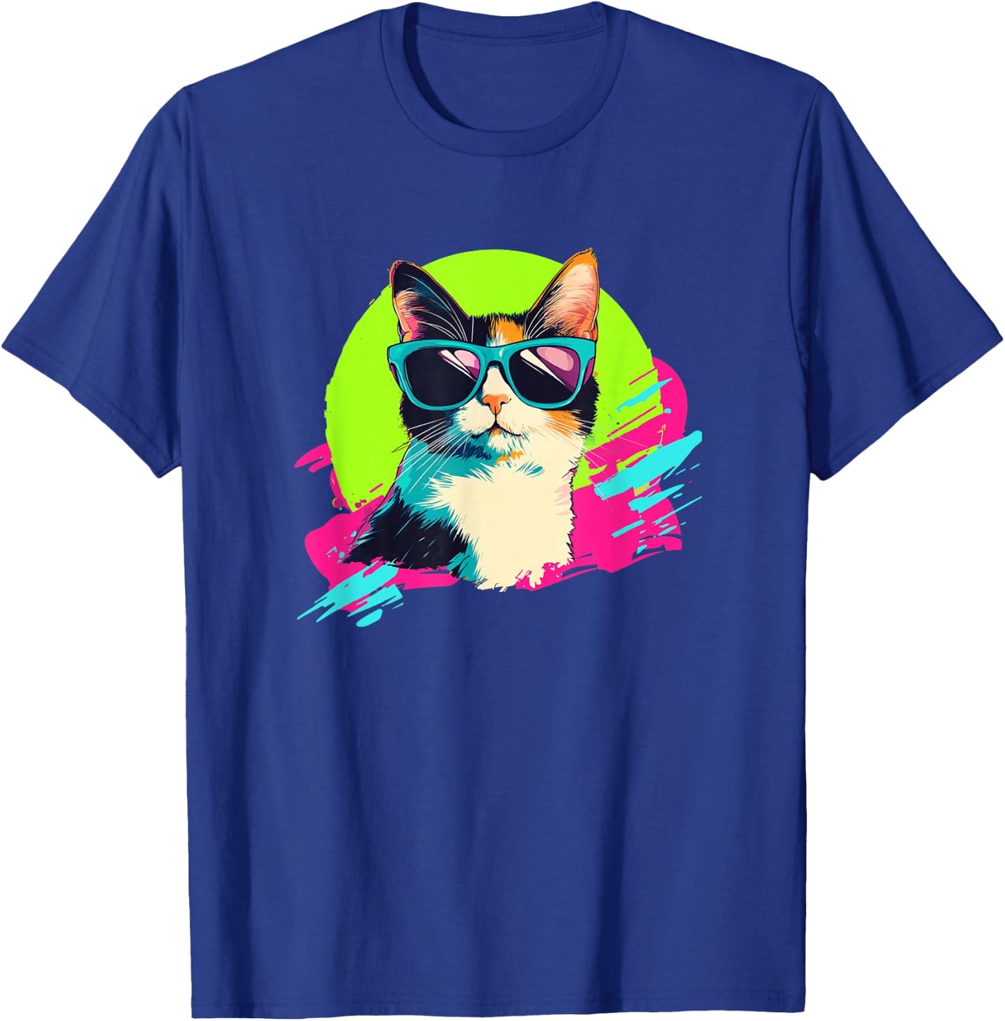 Kid Kitty Retro Vintage 80s 90s Calico Cat Lover T-Shirt - T-Shirt | Royal