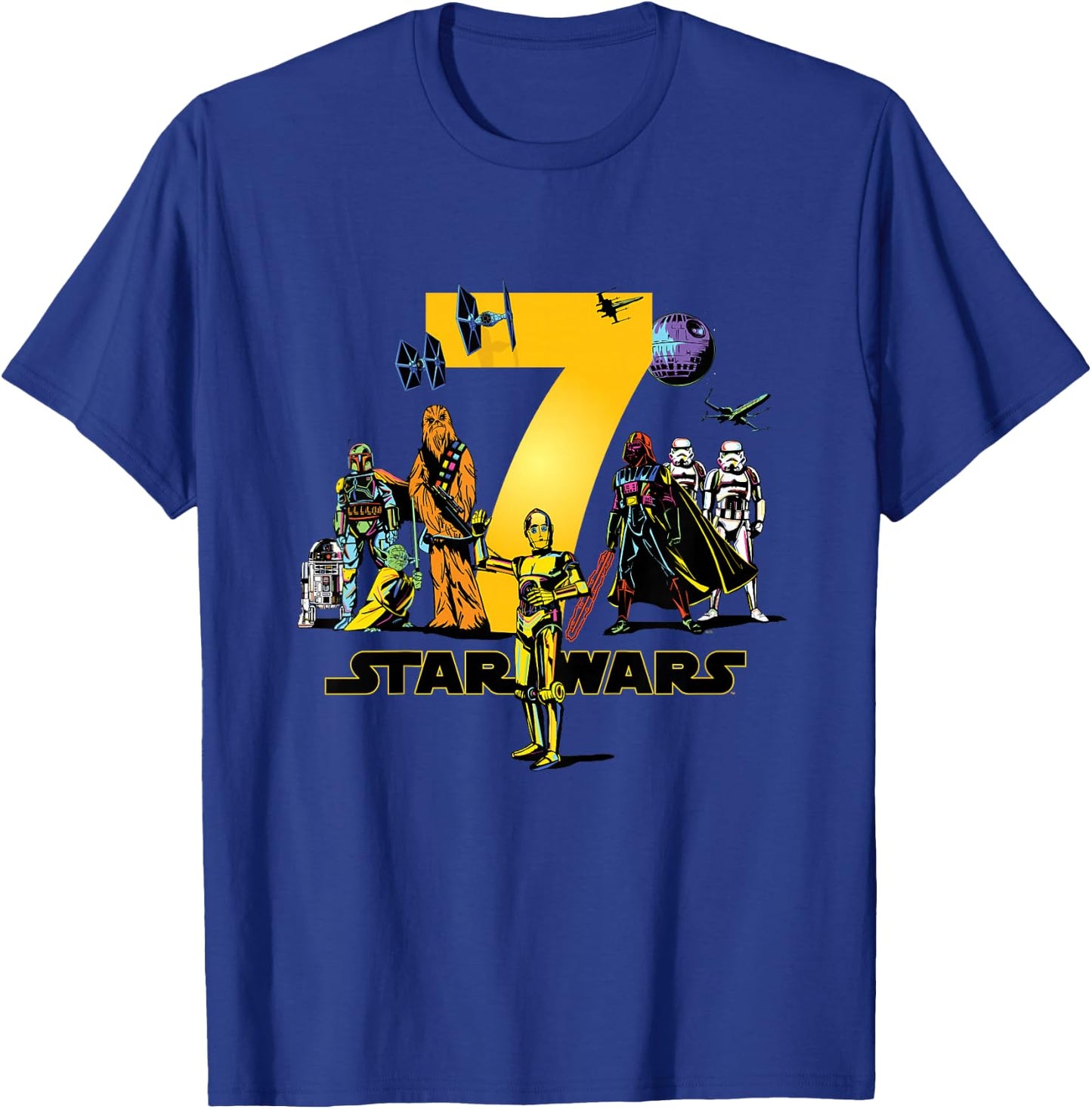 Star Wars Classic Characters Seventh Birthday 7 Years Old T-Shirt - T-Shirt | Royal