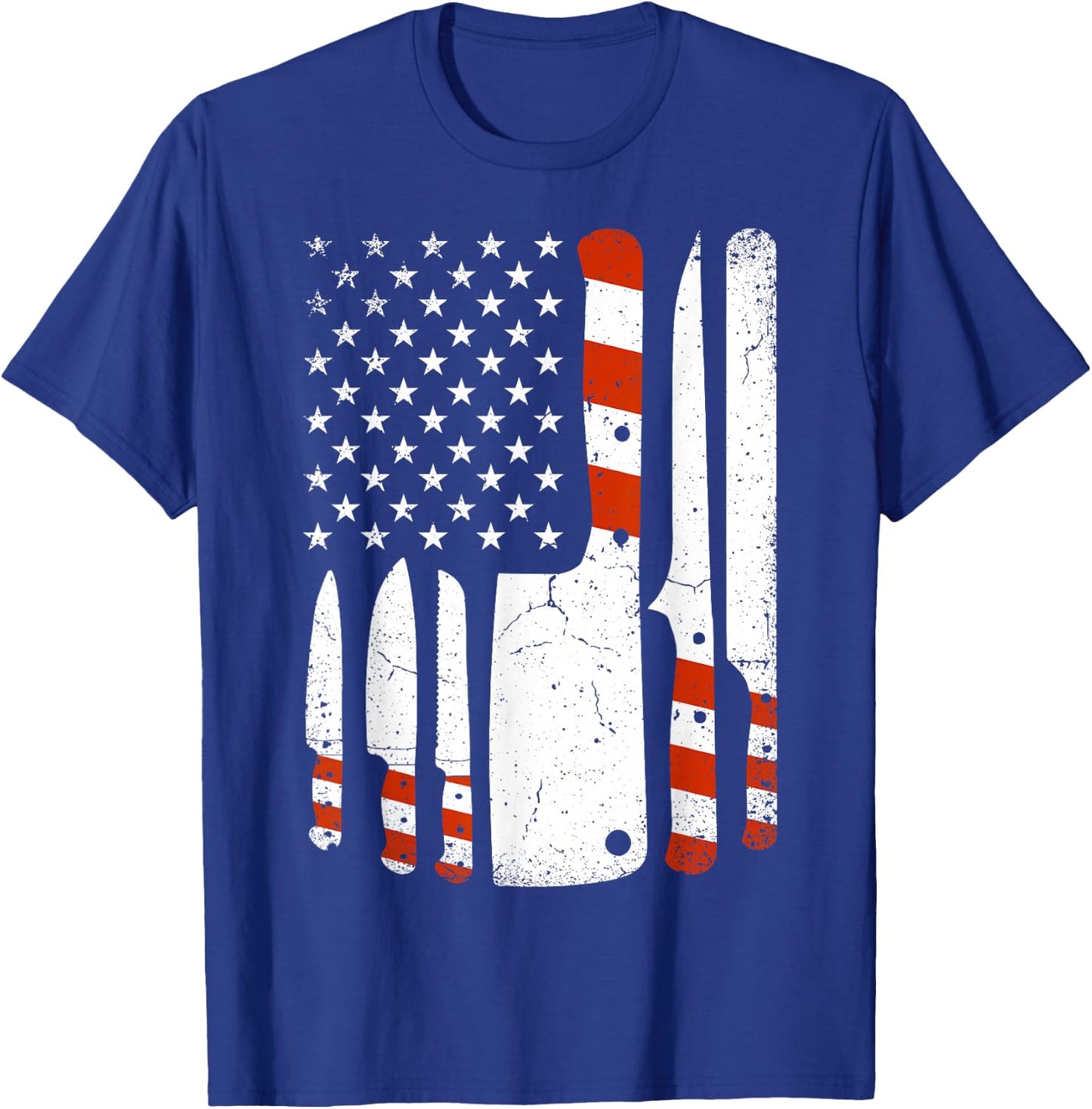 Chef Knives Cooking Utensil Cook American Flag Patriotic Women Men T-Shirt - T-Shirt | Royal