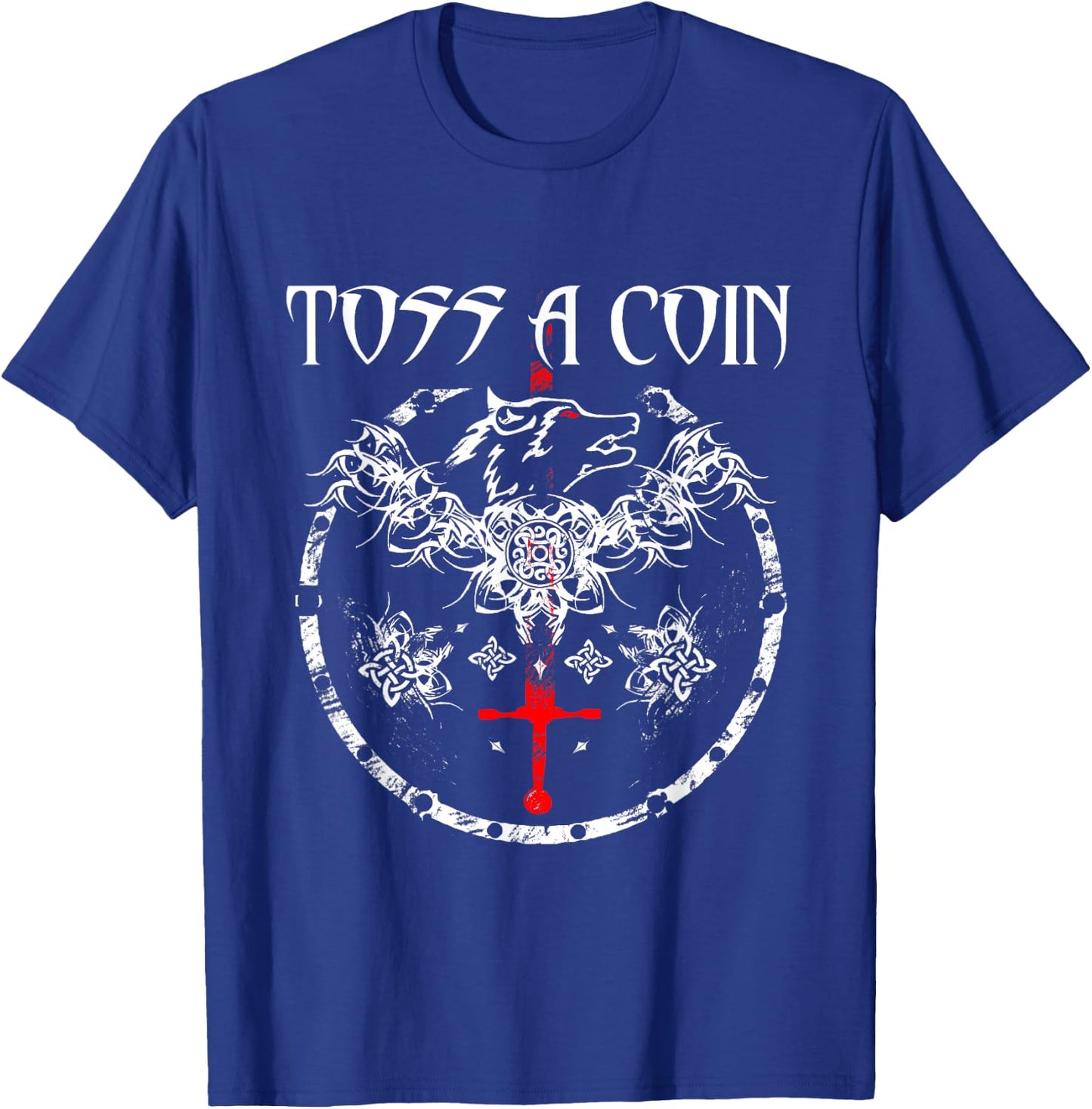 Toss A Coin Shirt Wolf Graphic Shirt Mystery Shirts Gamer T-Shirt - T-Shirt | Royal