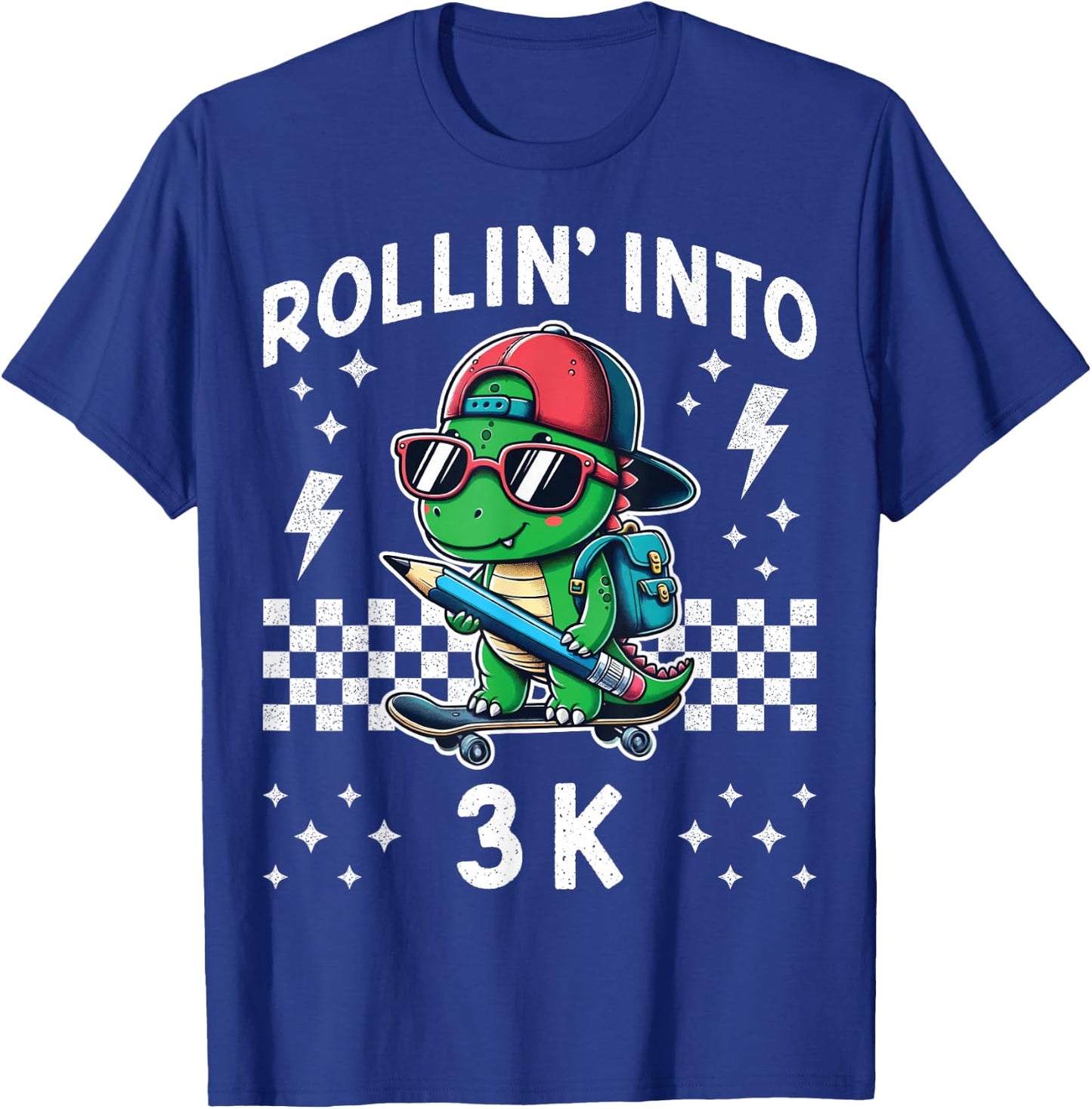 Rollin Into 3K Dinosaur First Day of K3 Kid I’m Ready for 3K T-Shirt - T-Shirt | Royal