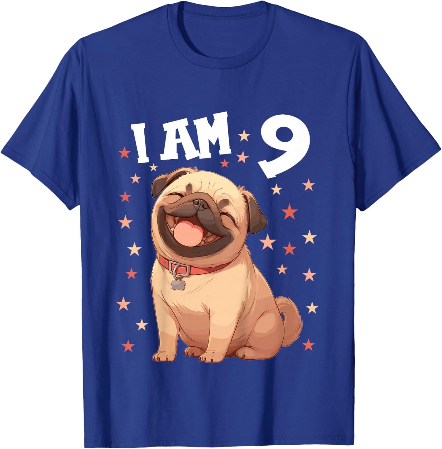 Kids 9 Years old 9th birthday Pugs Pug T-Shirt - T-Shirt | Royal