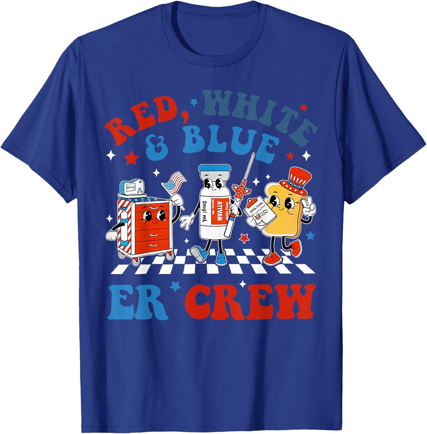 Retro Red White Blue Er Crew Emergency Room 4th Of July T-Shirt - T-Shirt | Royal
