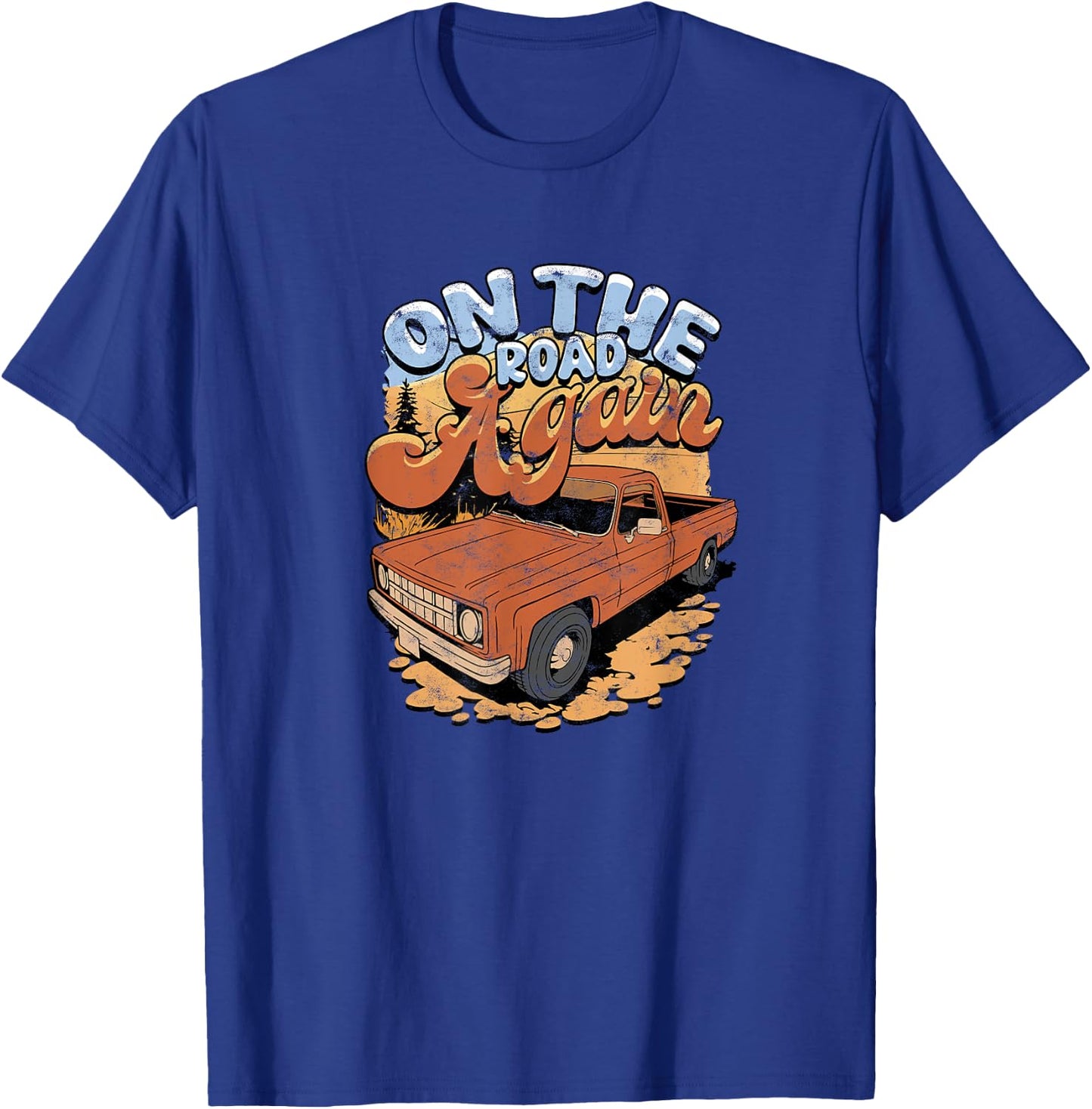 Travel Adventures On The Road Again , Small, Black T-Shirt - T-Shirt | Royal