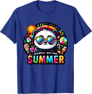 Cute Panda Last Day of School Teacher Schools Out For Summer Women Kids T-Shirt - T-Shirt | Royal