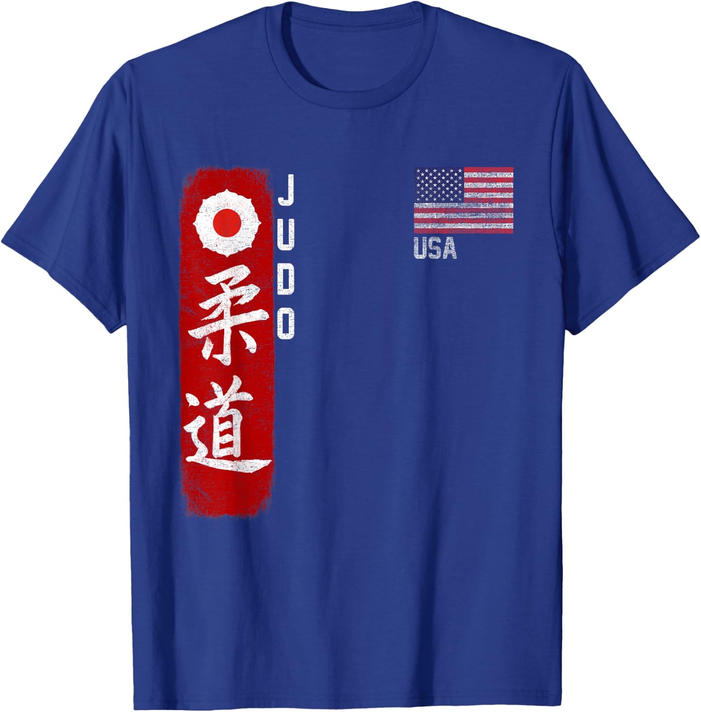 Judo USA American Flag Judoka Dojo Martial Art America Kanji T-Shirt - T-Shirt | Royal