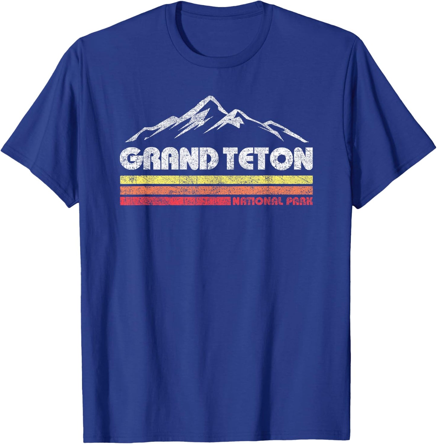 Grand Teton National Park Wyoming Retro Throwback Hiking T-Shirt - T-Shirt | Royal