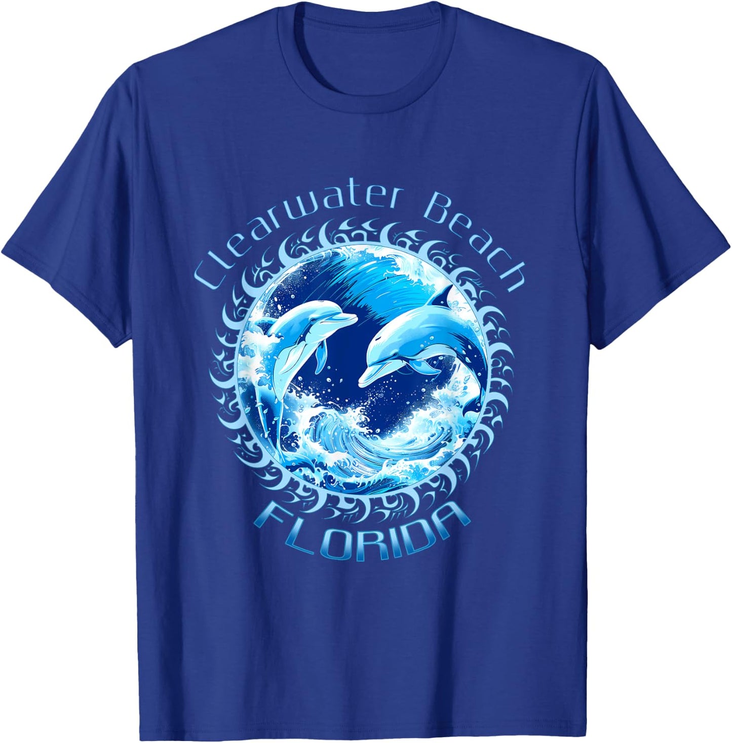 Cute Ocean Dolphin Lovers Clearwater Beach Florida Vacation Men Women Kids T-Shirt - T-Shirt | Royal