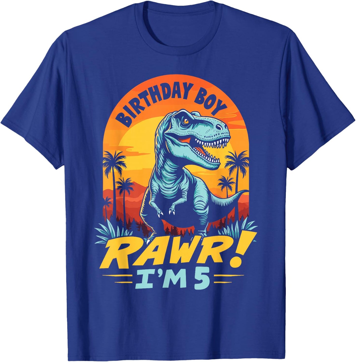 Rawr I'm 5 T-Rex Boys 5th Birthday Dinosaur Party Dino Lover T-Shirt - T-Shirt | Royal