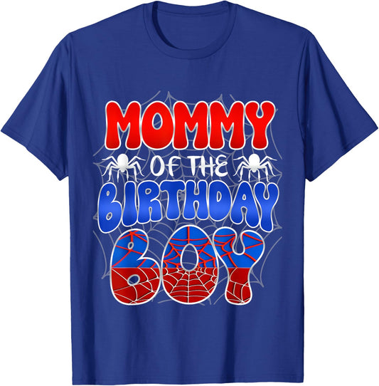 Mommy of the Birthday Boy Costume Spider Web Birthday Party T-Shirt - T-Shirt | Royal
