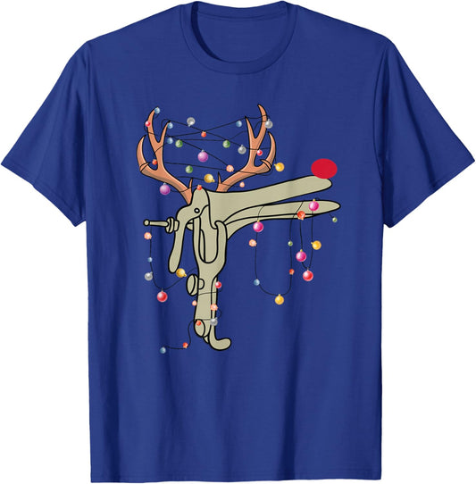 Reindeer Speculum Nurse Funny Christmas OBGYN Nurse Party T-Shirt - T-Shirt | Royal