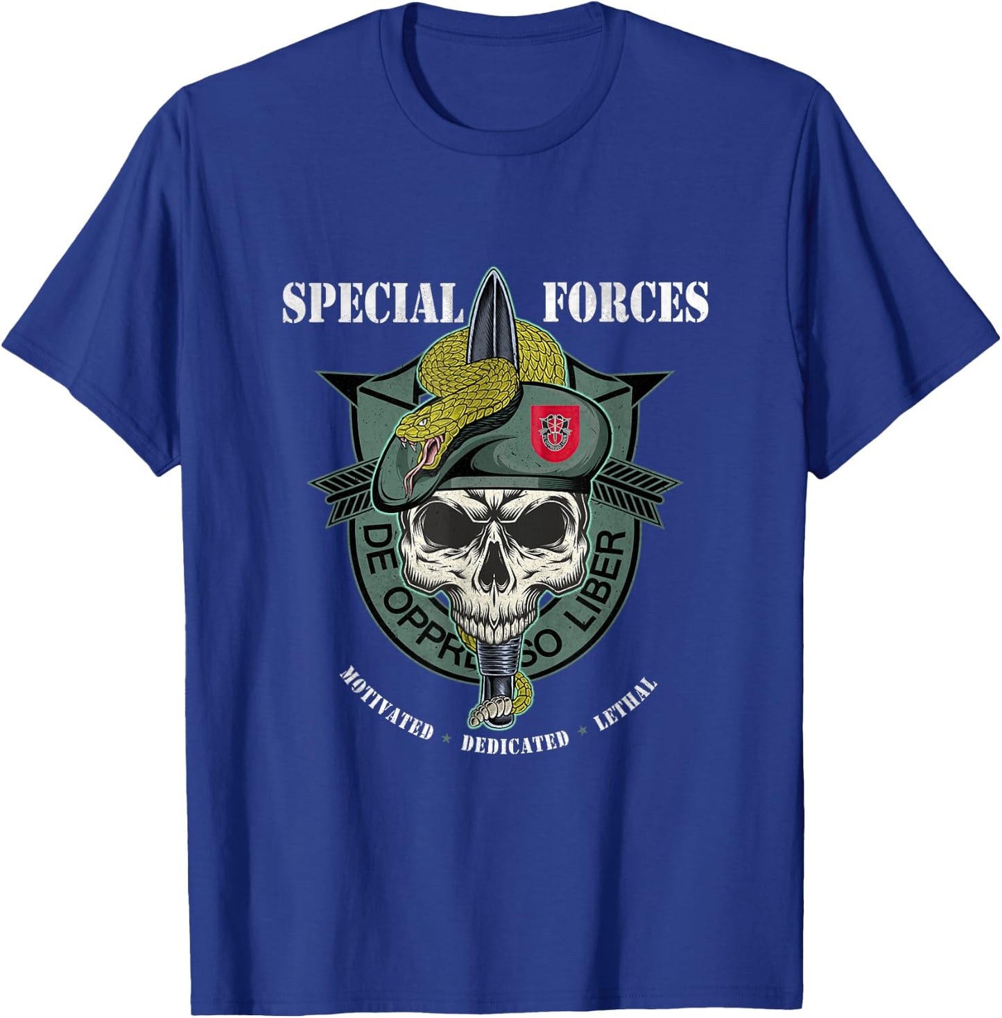 7th Special Forces Group De Oppresso Liber Military Veteran T-Shirt - T-Shirt | Royal