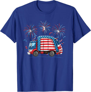 Funny Garbage Truck veterans day Usa Flag Boys Girls Kids T-Shirt - T-Shirt | Royal