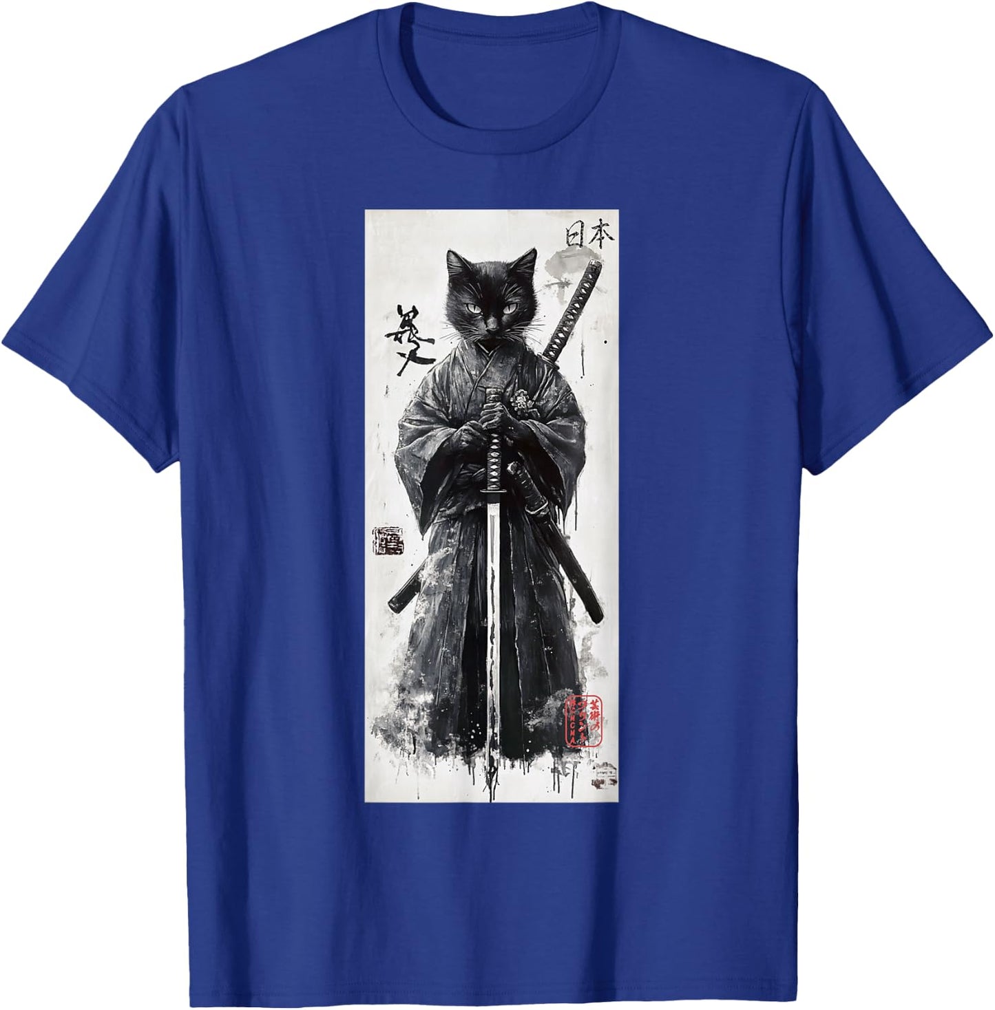 Samurai Cat Aesthetic - Japanese Streetwear Lofi Design Women Girls Kids T-Shirt - T-Shirt | Royal