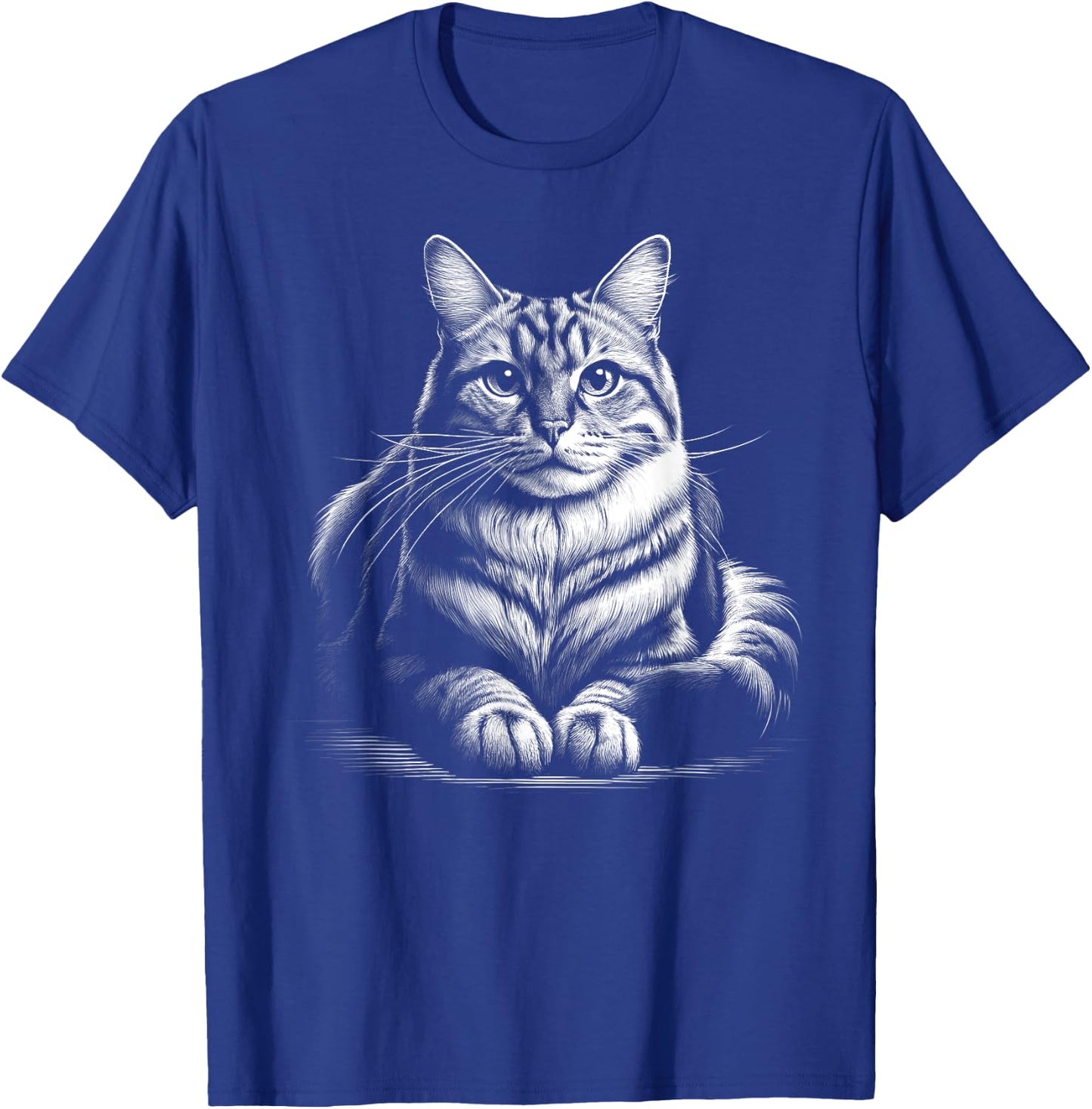 Cat in Lying Pose as Elegant Black and White Portrait Men Women Kids T-Shirt - T-Shirt | Royal