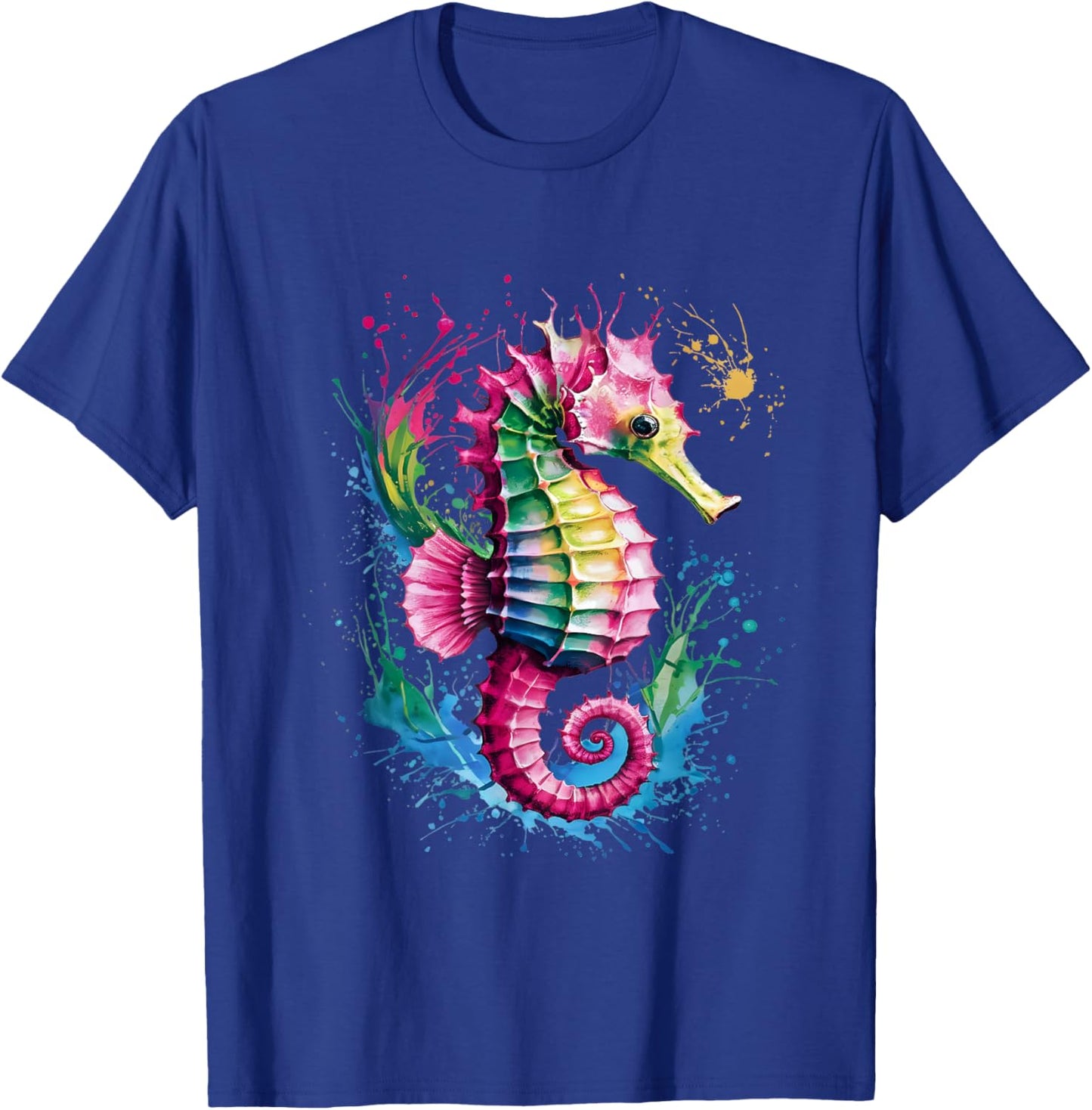 Seahorse Men Woman Colorful Watercolor Seahorse T-Shirt - T-Shirt | Royal