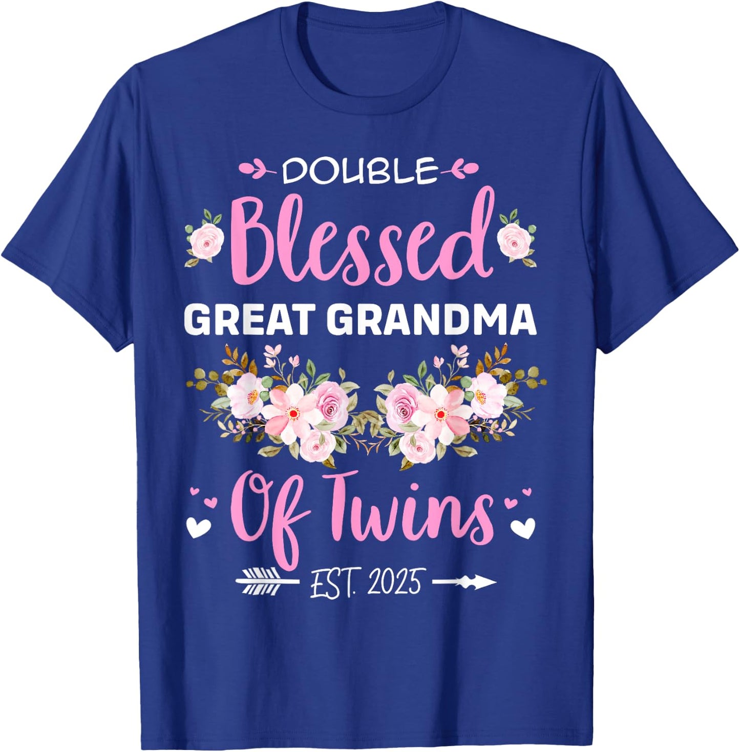 Double Blessed Great Grandma Of Twins Baby Reveal T-Shirt - T-Shirt | Royal